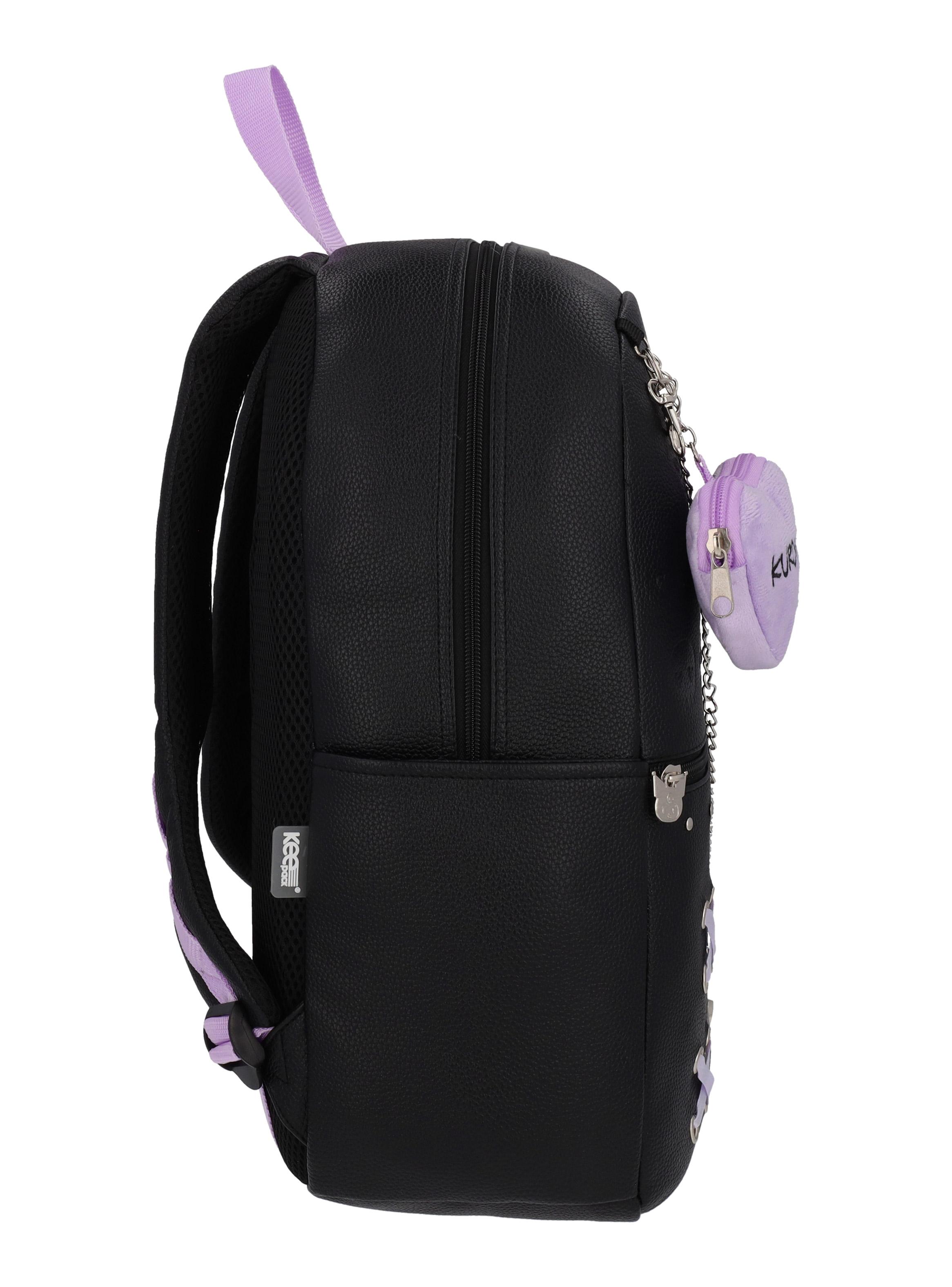 Mochila Juvenil Kuromi Cuero Negro-2