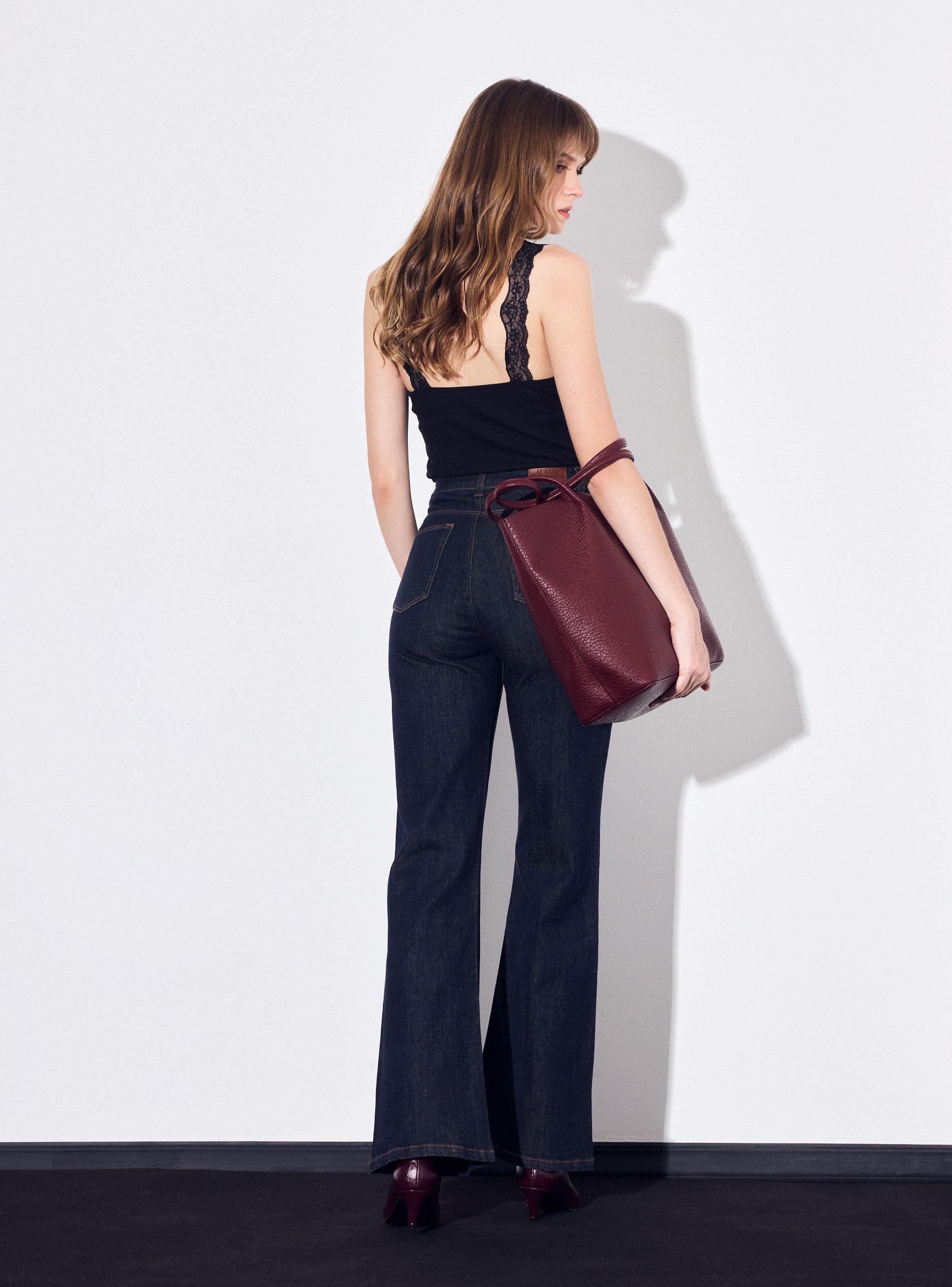 Jeans Wide Leg Bragueta con Amarras-5