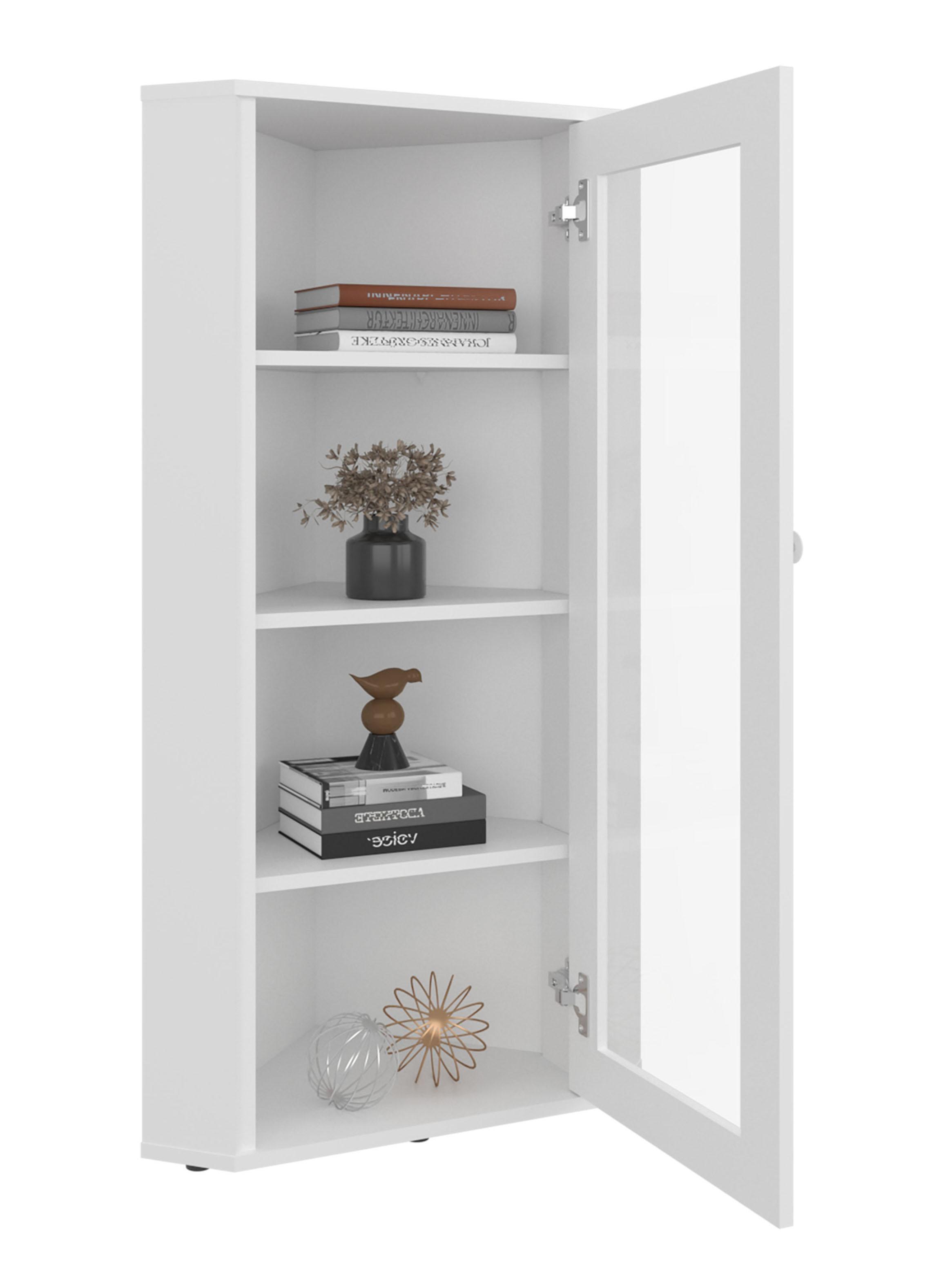 Vitrina Esquinera Blanca Genova 1 Puerta Vidrio-3