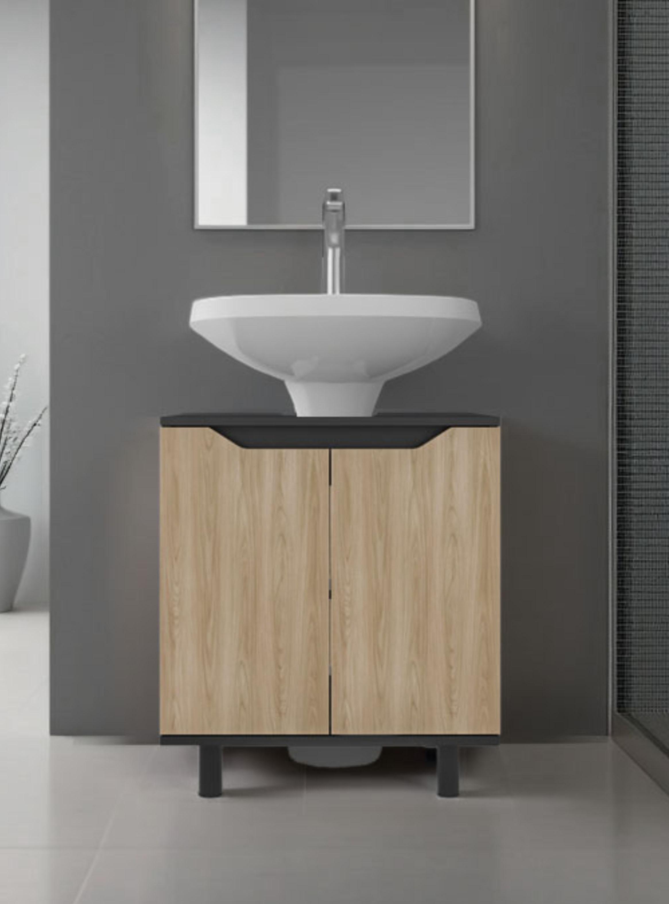 Mueble para Lavamanos Marlo 2 Puertas Wengue Y Fresno-4