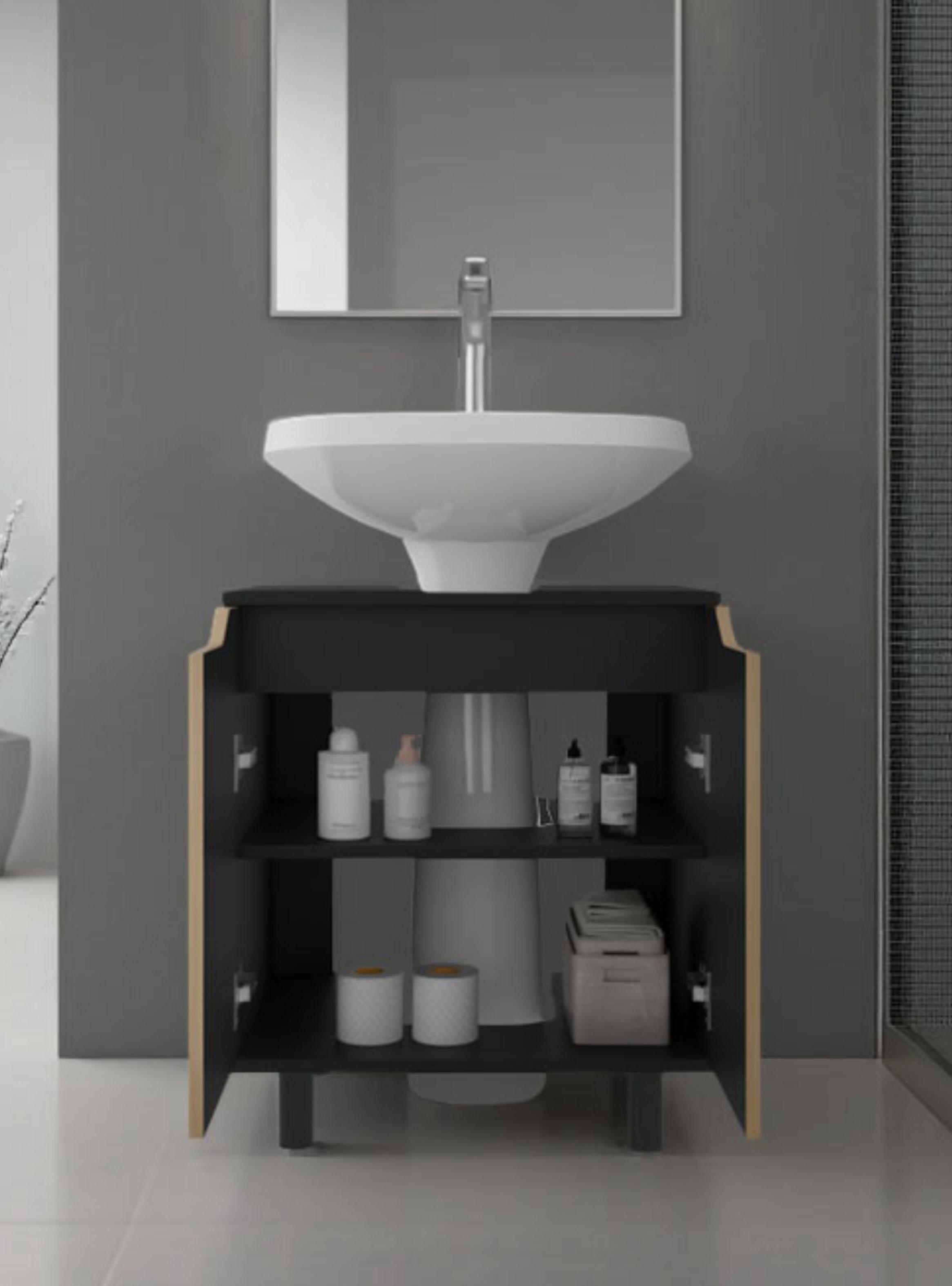 Mueble para Lavamanos Marlo 2 Puertas Wengue Y Fresno-5