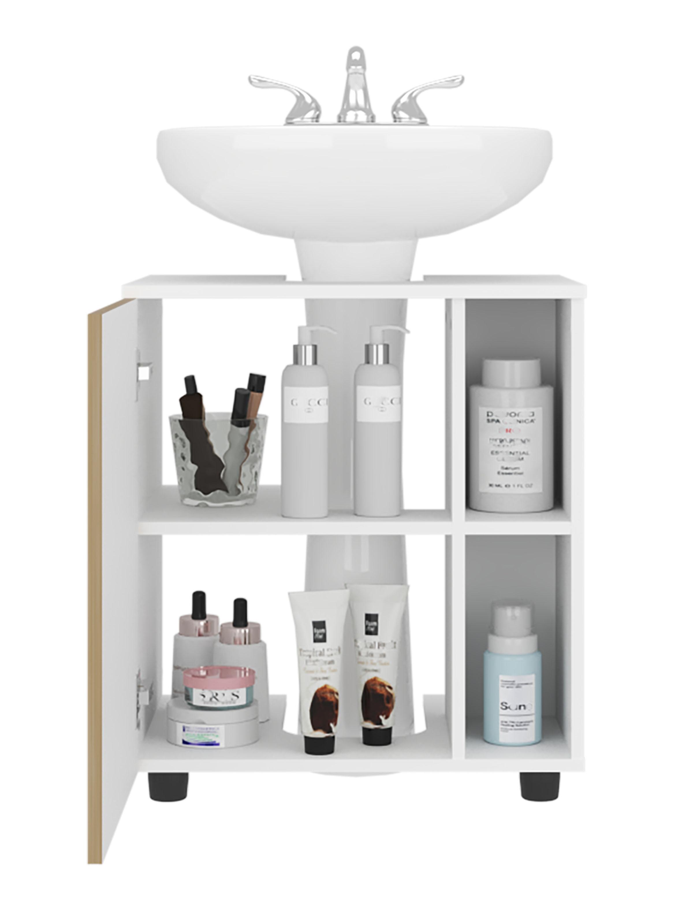 Mueble para Lavamanos Pascuale 1 Puerta Blanco Y Fresno-3