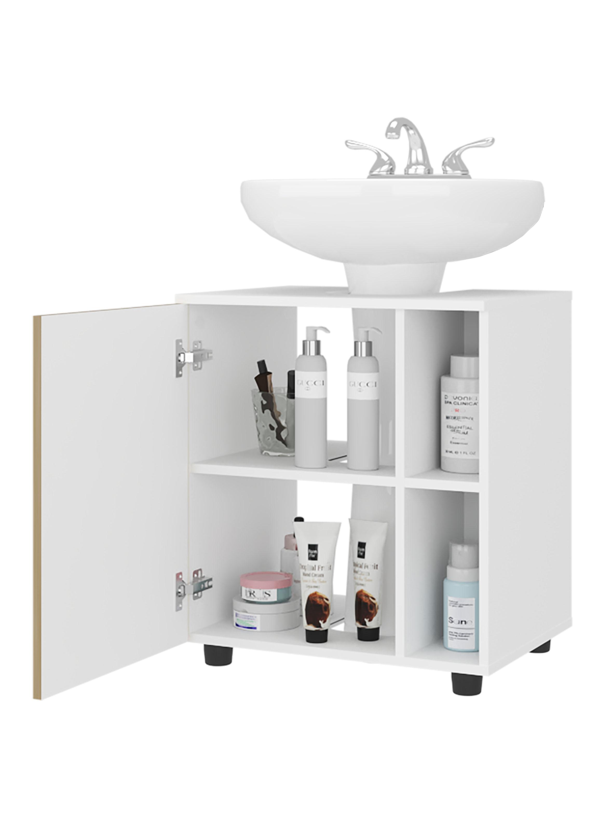 Mueble para Lavamanos Pascuale 1 Puerta Blanco Y Fresno-2