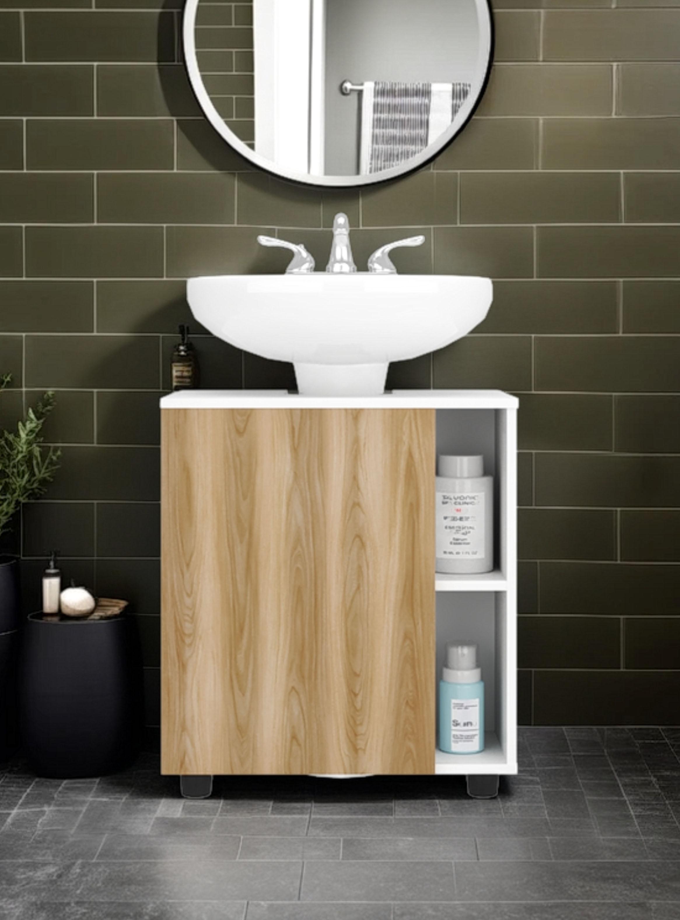 Mueble para Lavamanos Pascuale 1 Puerta Blanco Y Fresno-4