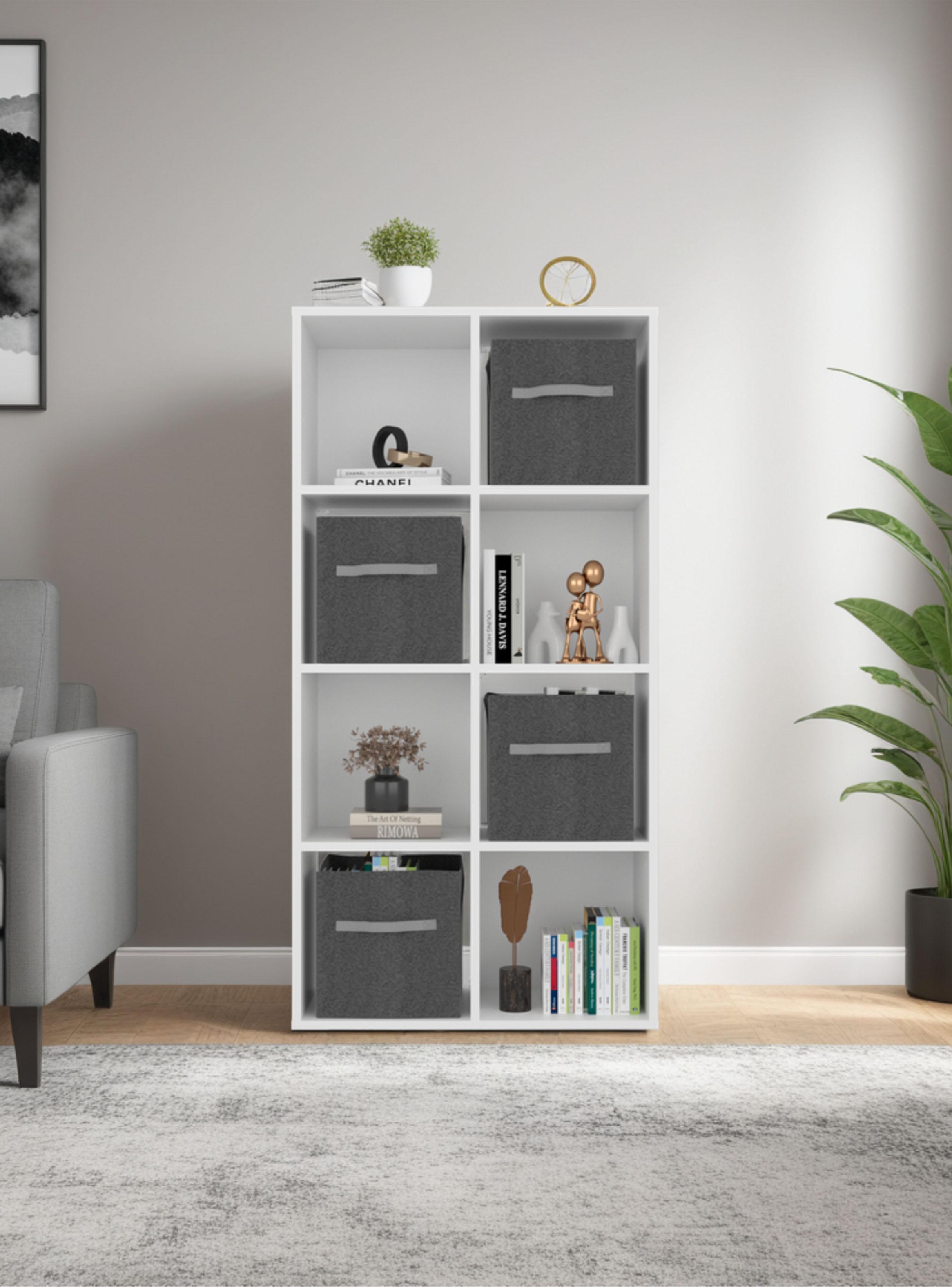 Biblioteca Organizadora Cubik + 4 Cubos En Telagris  Blanco-4