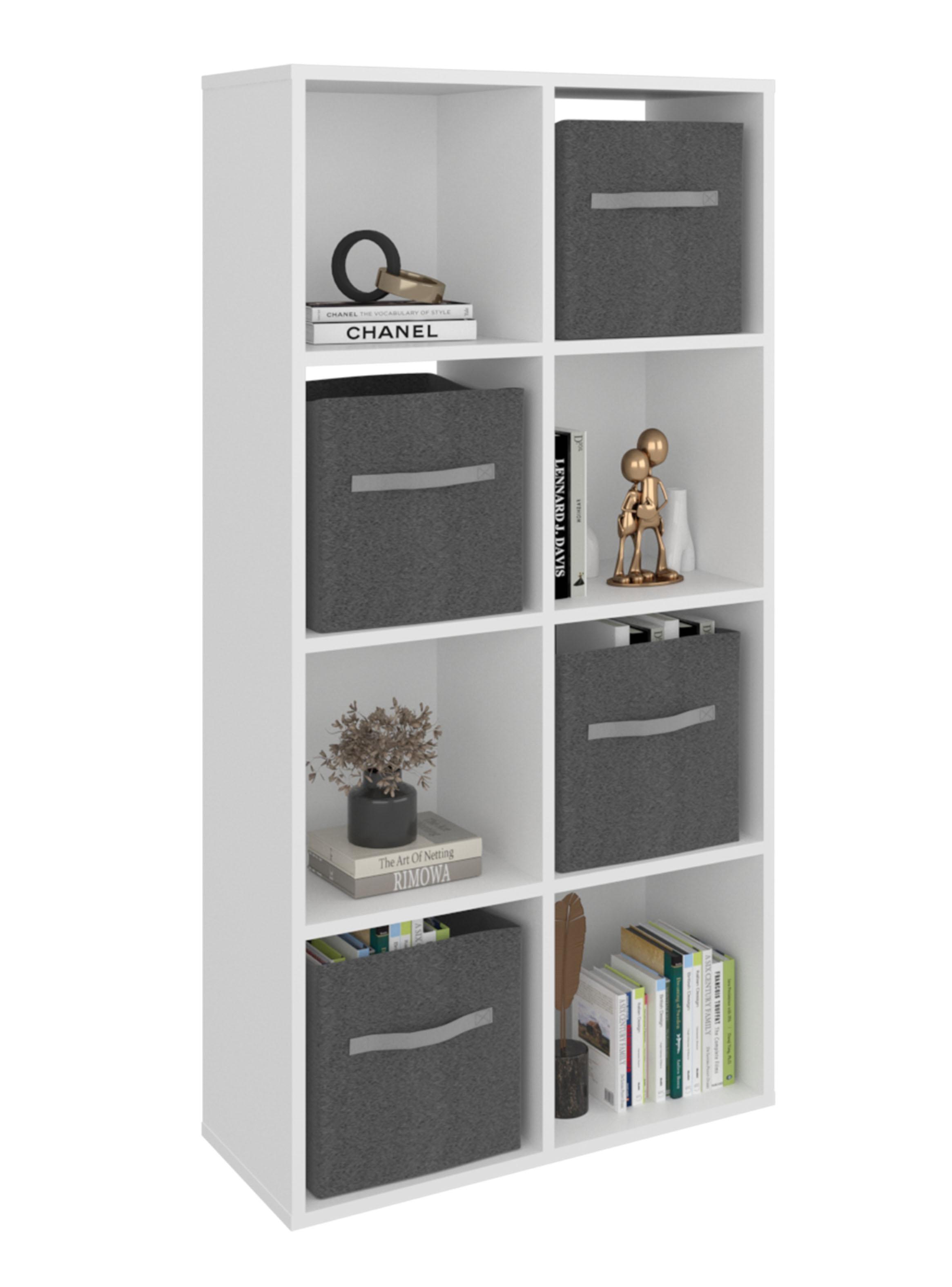 Biblioteca Organizadora Cubik + 4 Cubos En Telagris  Blanco-3