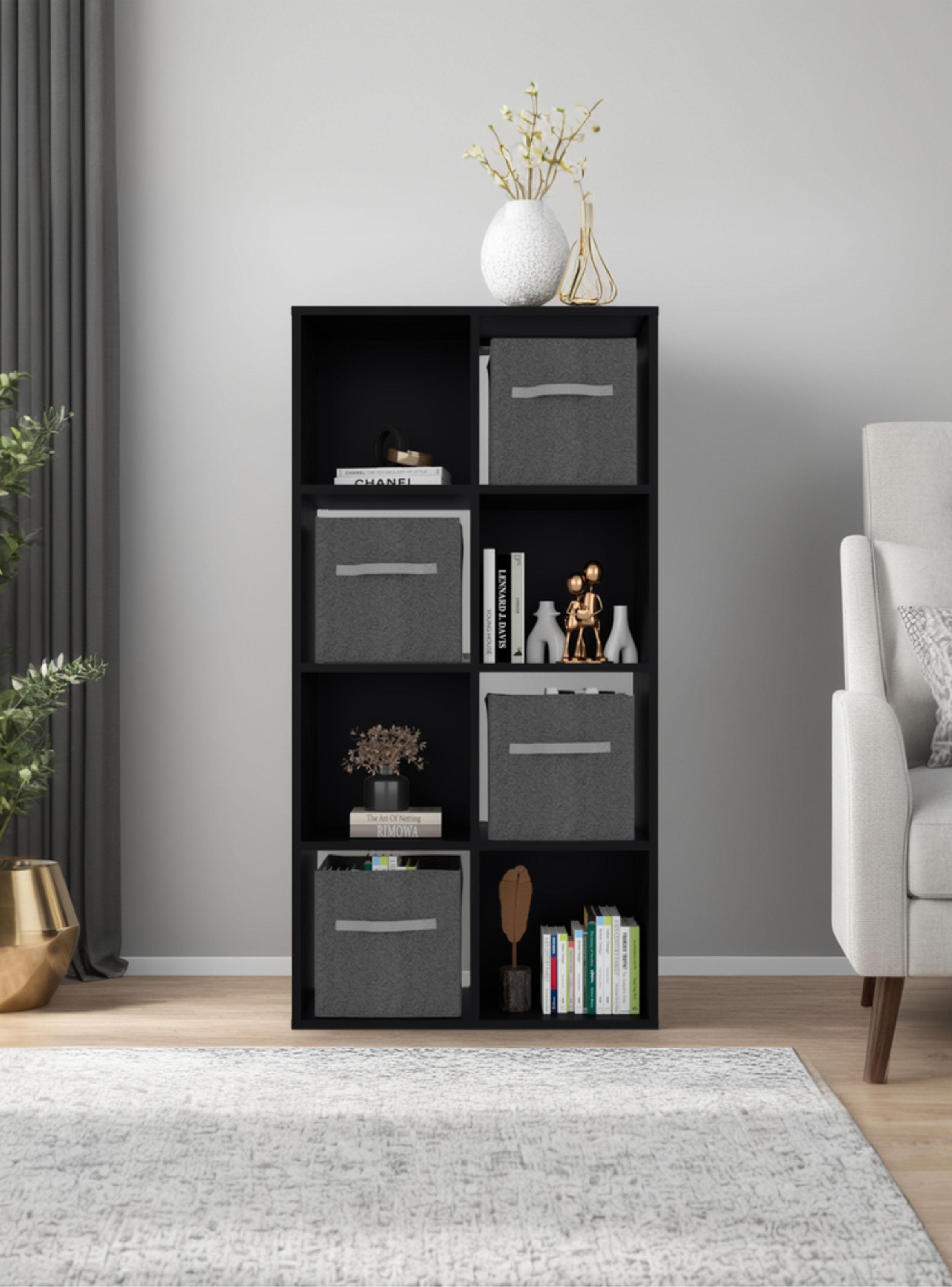 Biblioteca Organizadora Cubik + 4 Cubos En Tela Gris Wengue-4