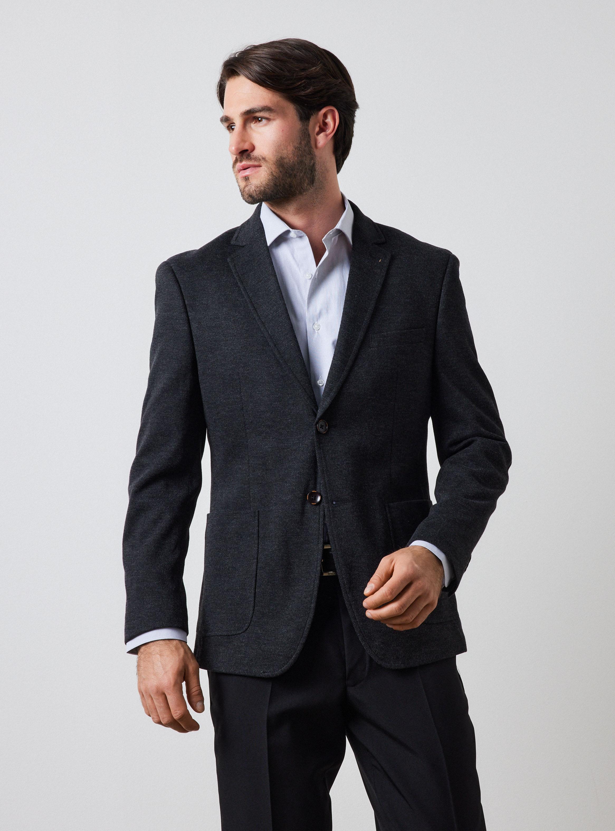 Vestón Recto Slim Fit Texturado-0
