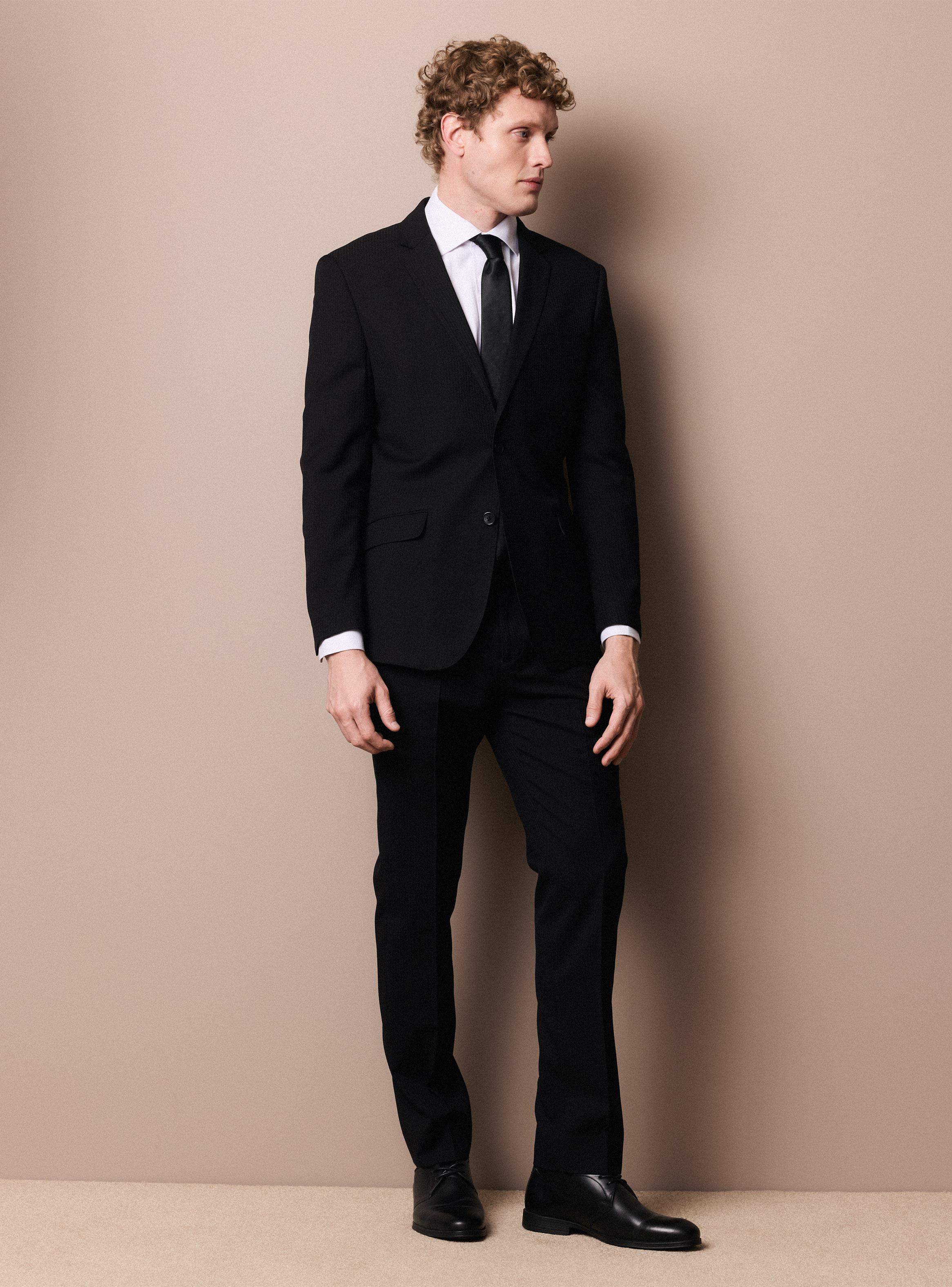 Traje Recto Slim Fit Lana Poliéster Fantasía-4