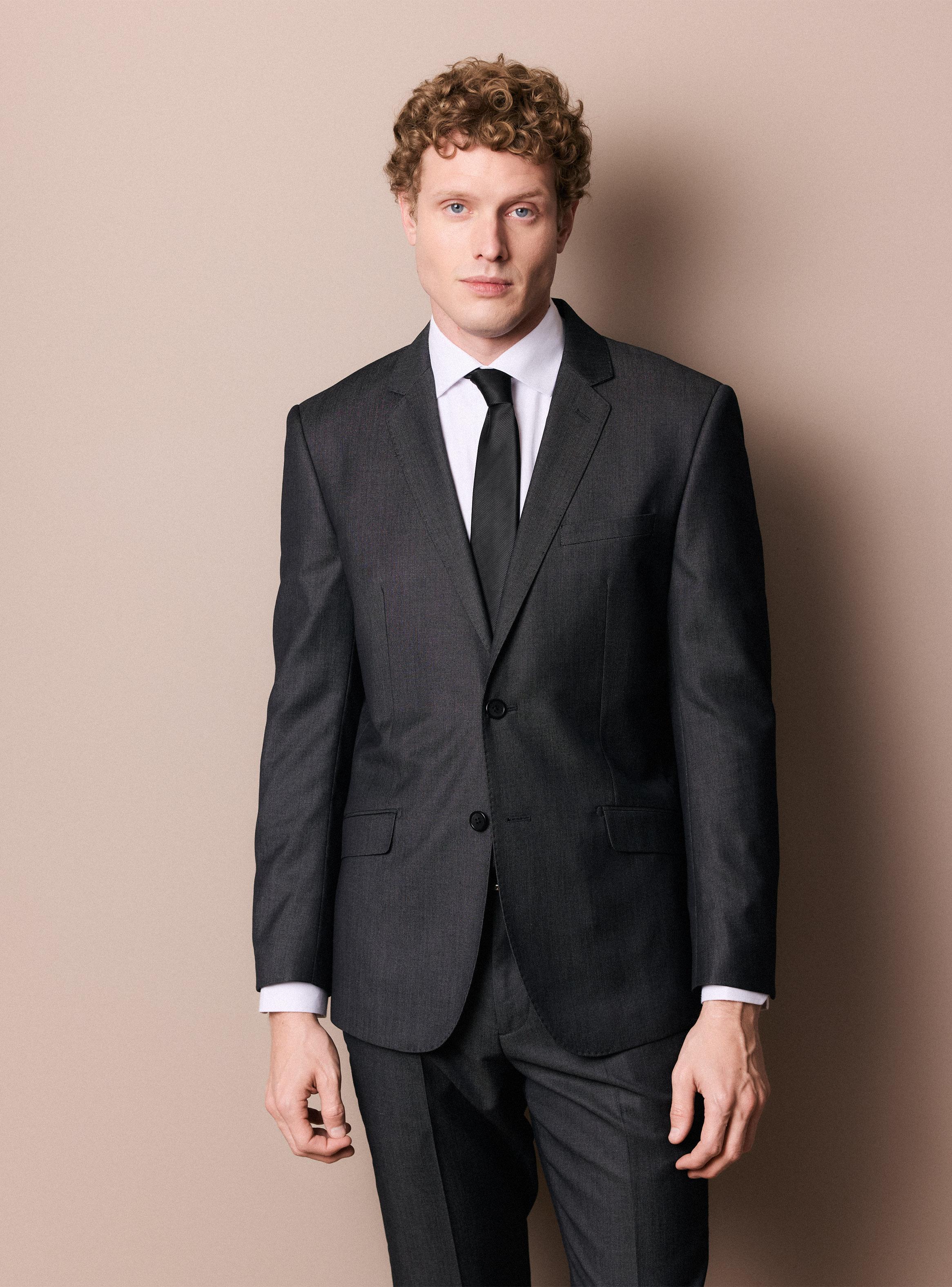 Traje Recto Slim Fit Lana Poliéster Fantasía-0