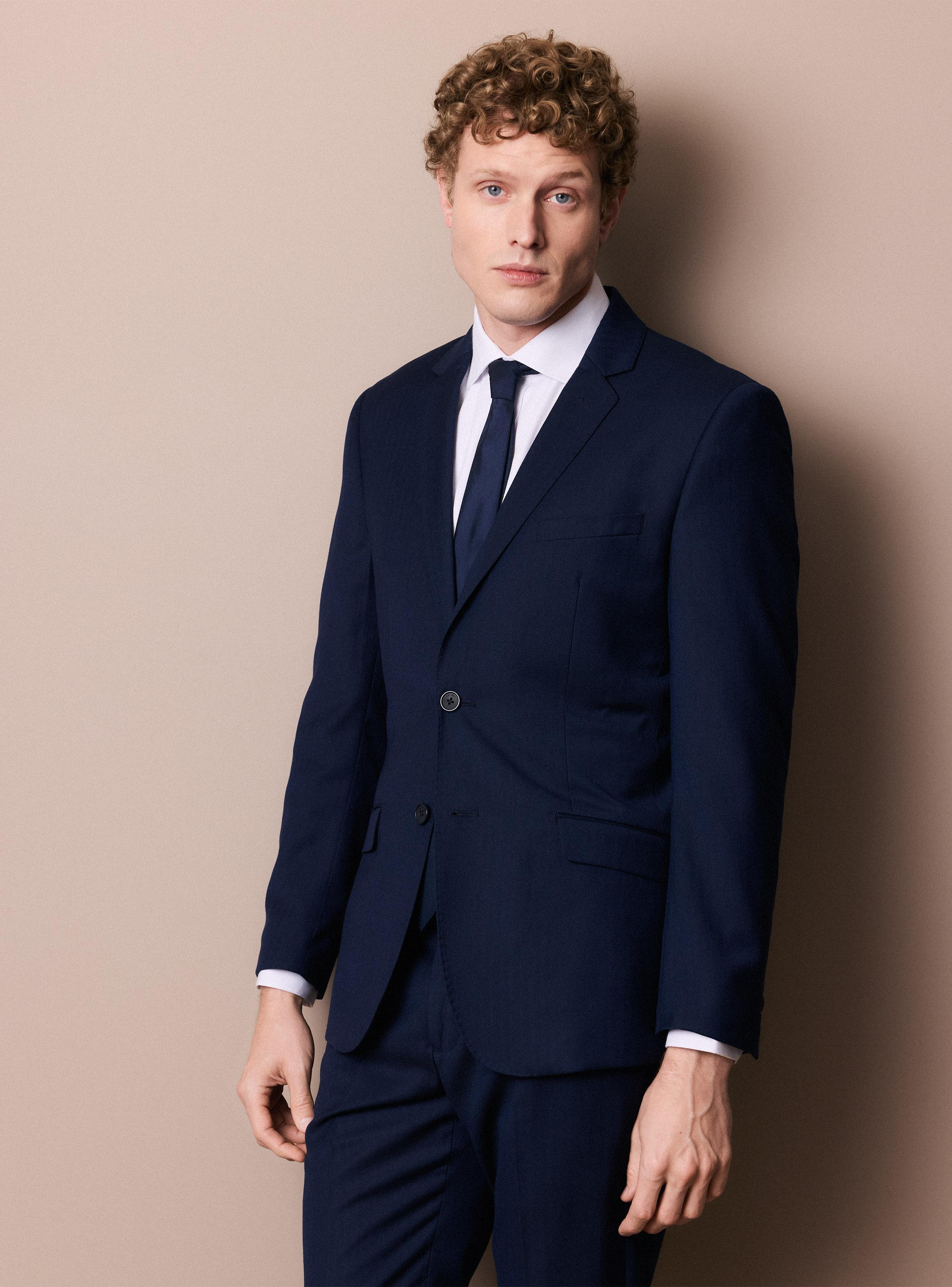Traje Recto Slim Fit Lana Poliéster Fantasía-0