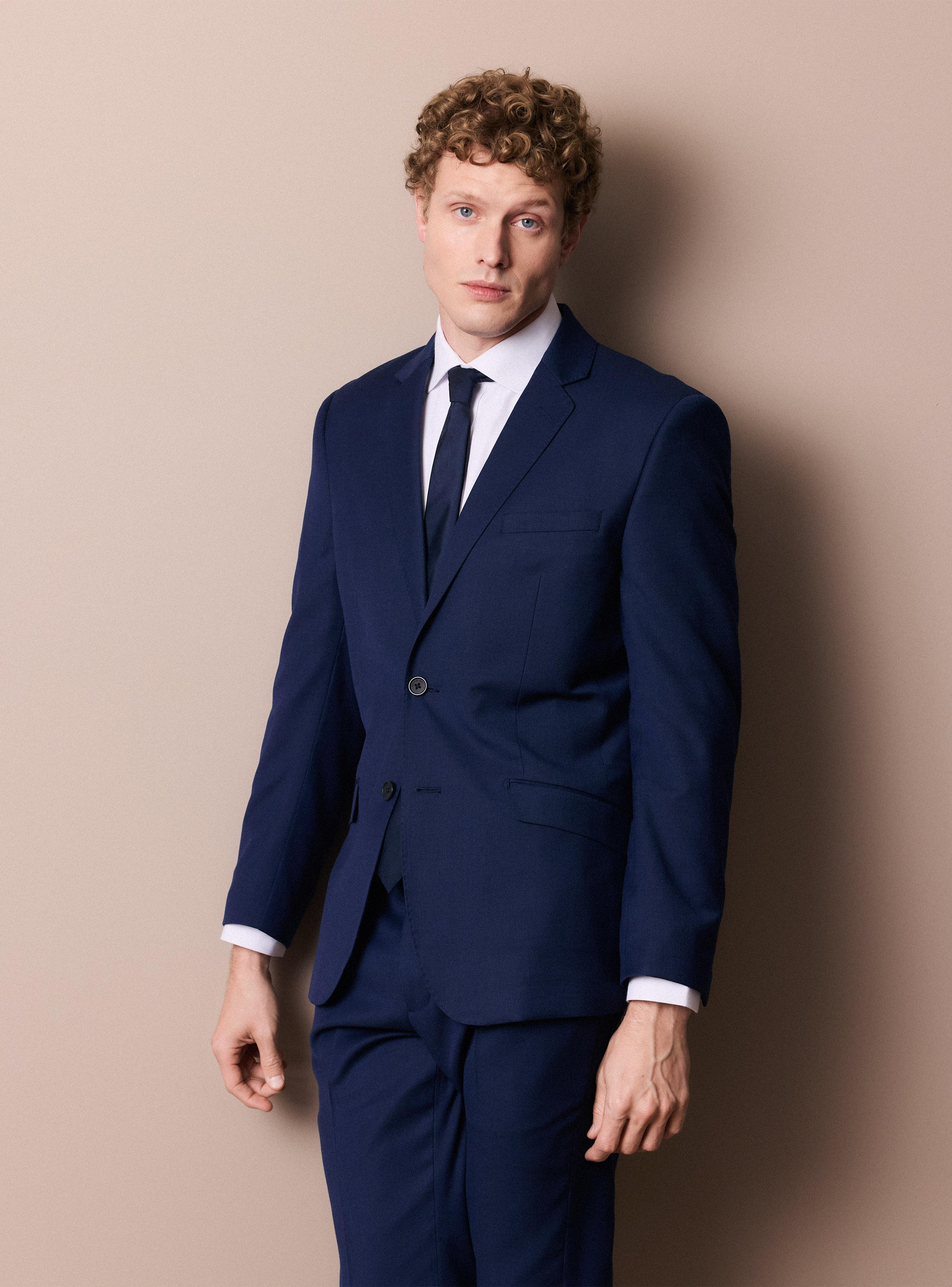 Traje Recto Slim Fit Lana Poliéster Fantasía-0