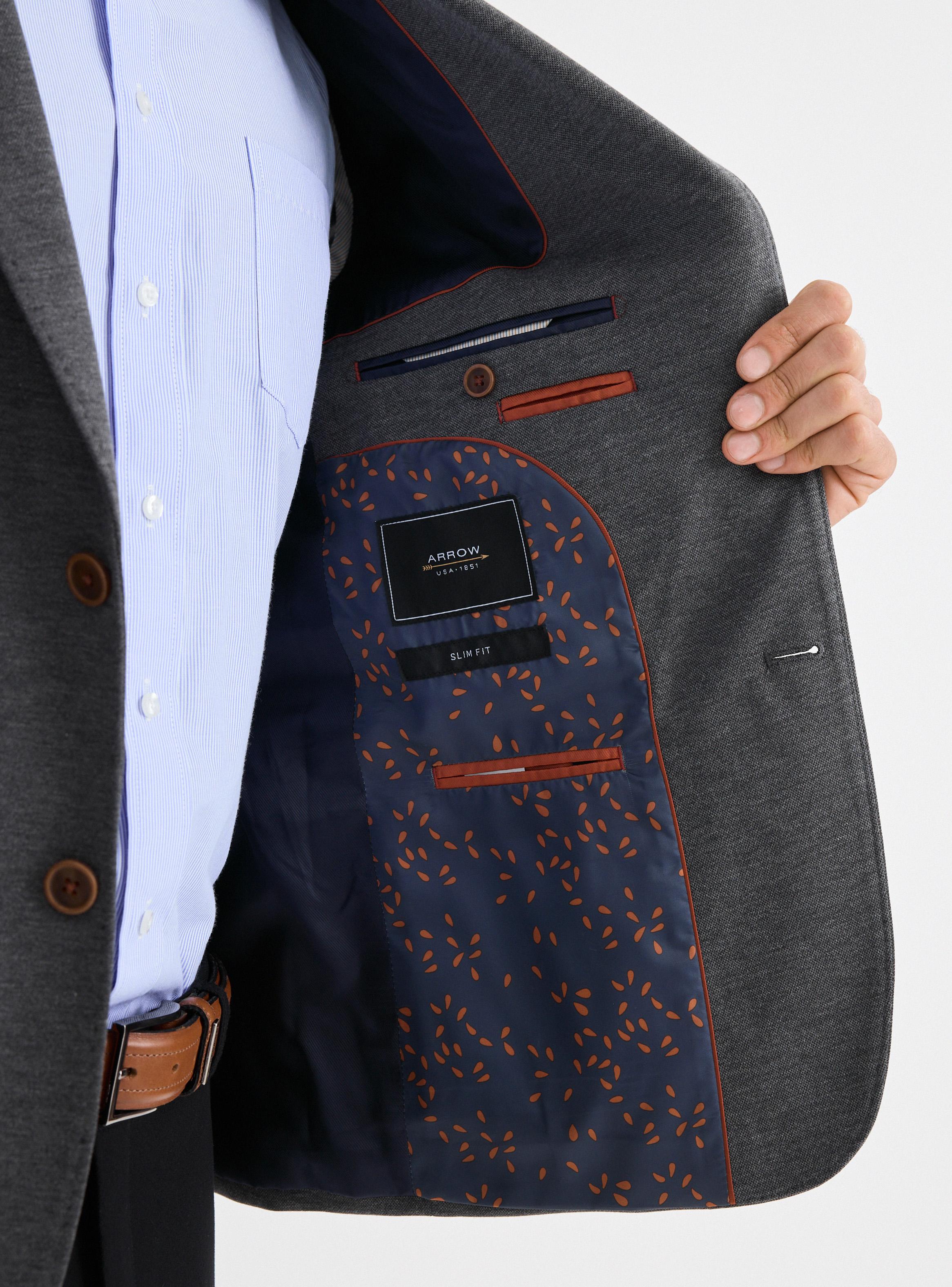 Veston Recto Liso Color Tela Knit-3