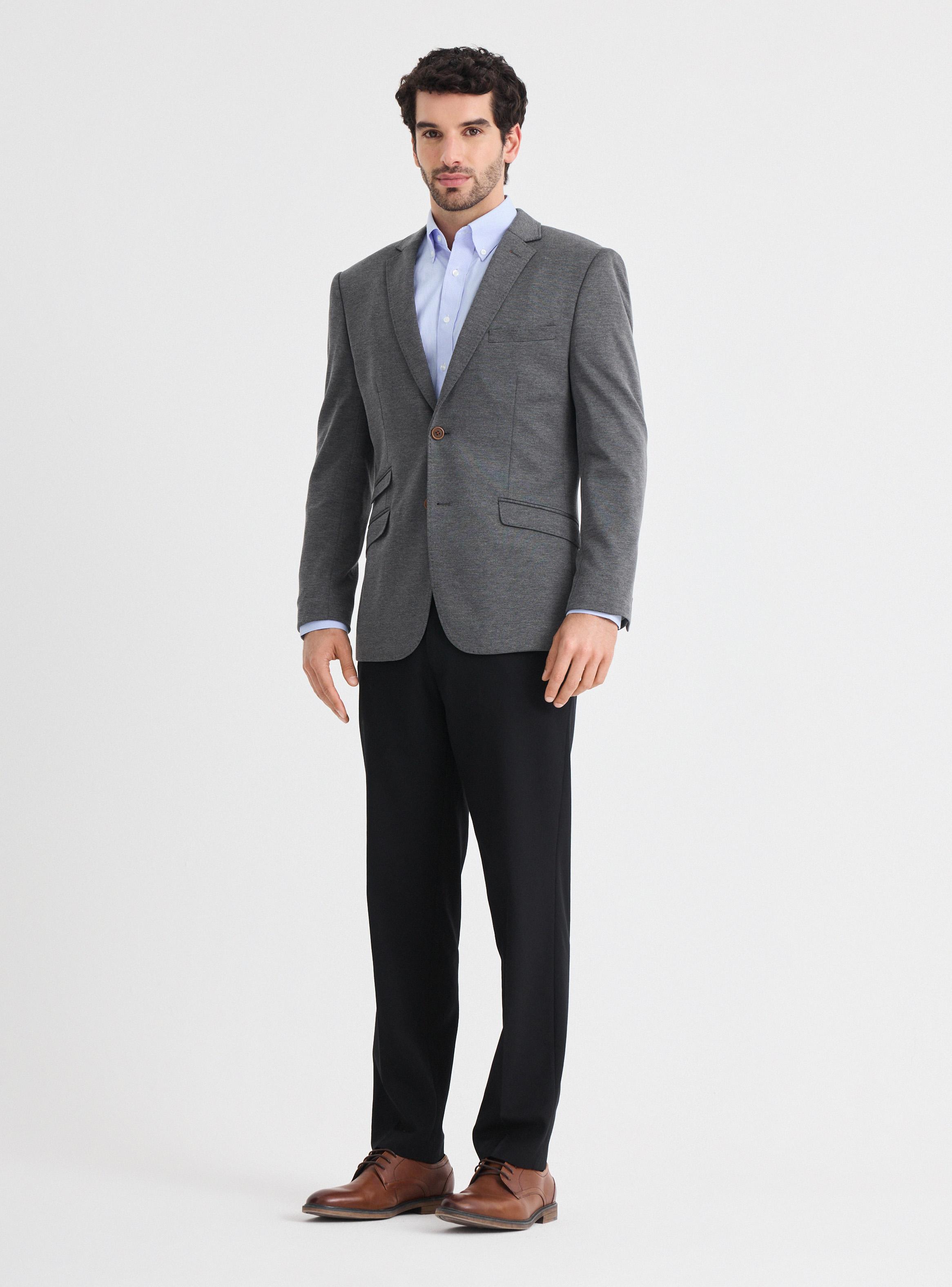 Veston Recto Liso Color Tela Knit-4