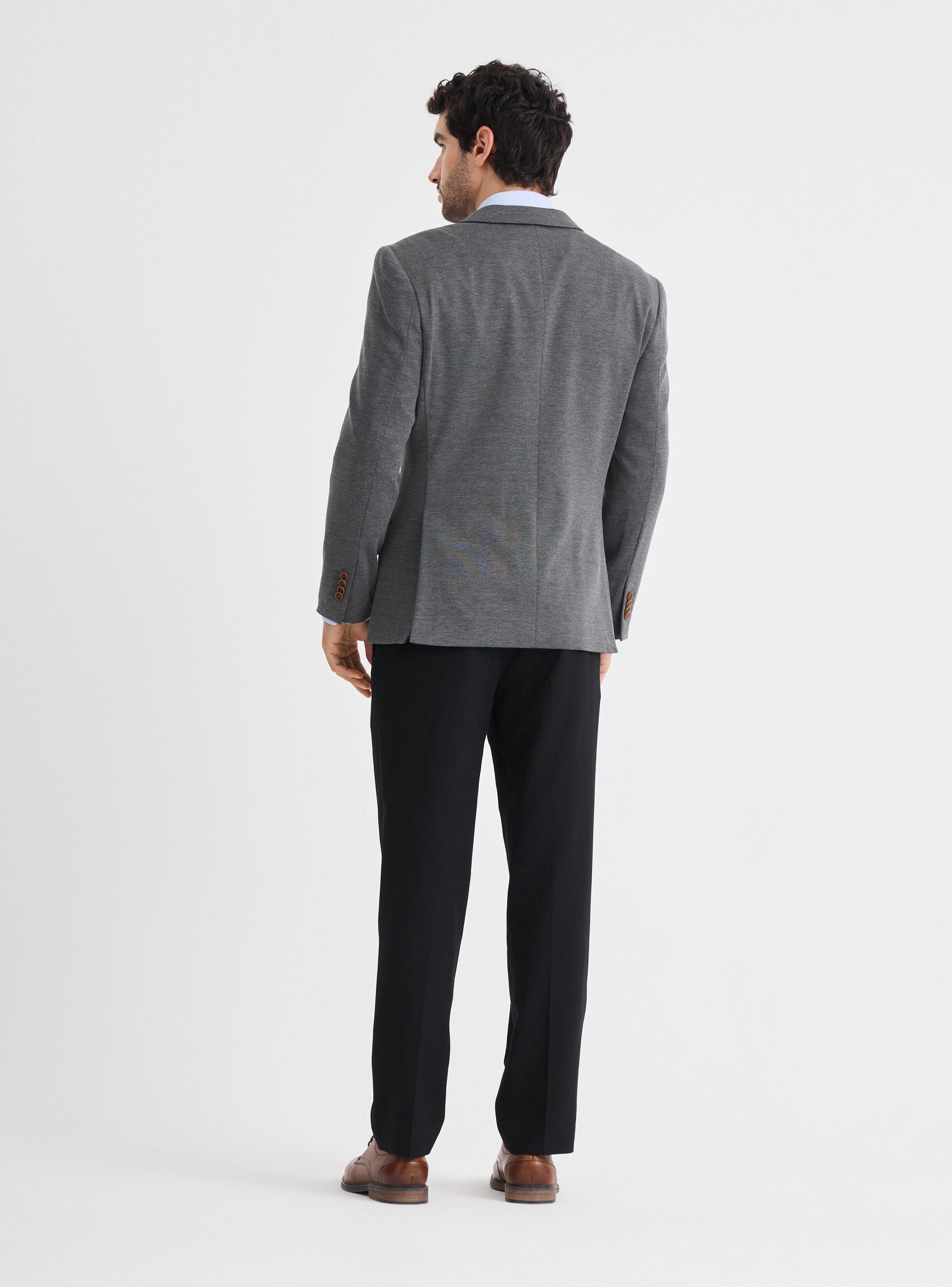 Veston Recto Liso Color Tela Knit-5