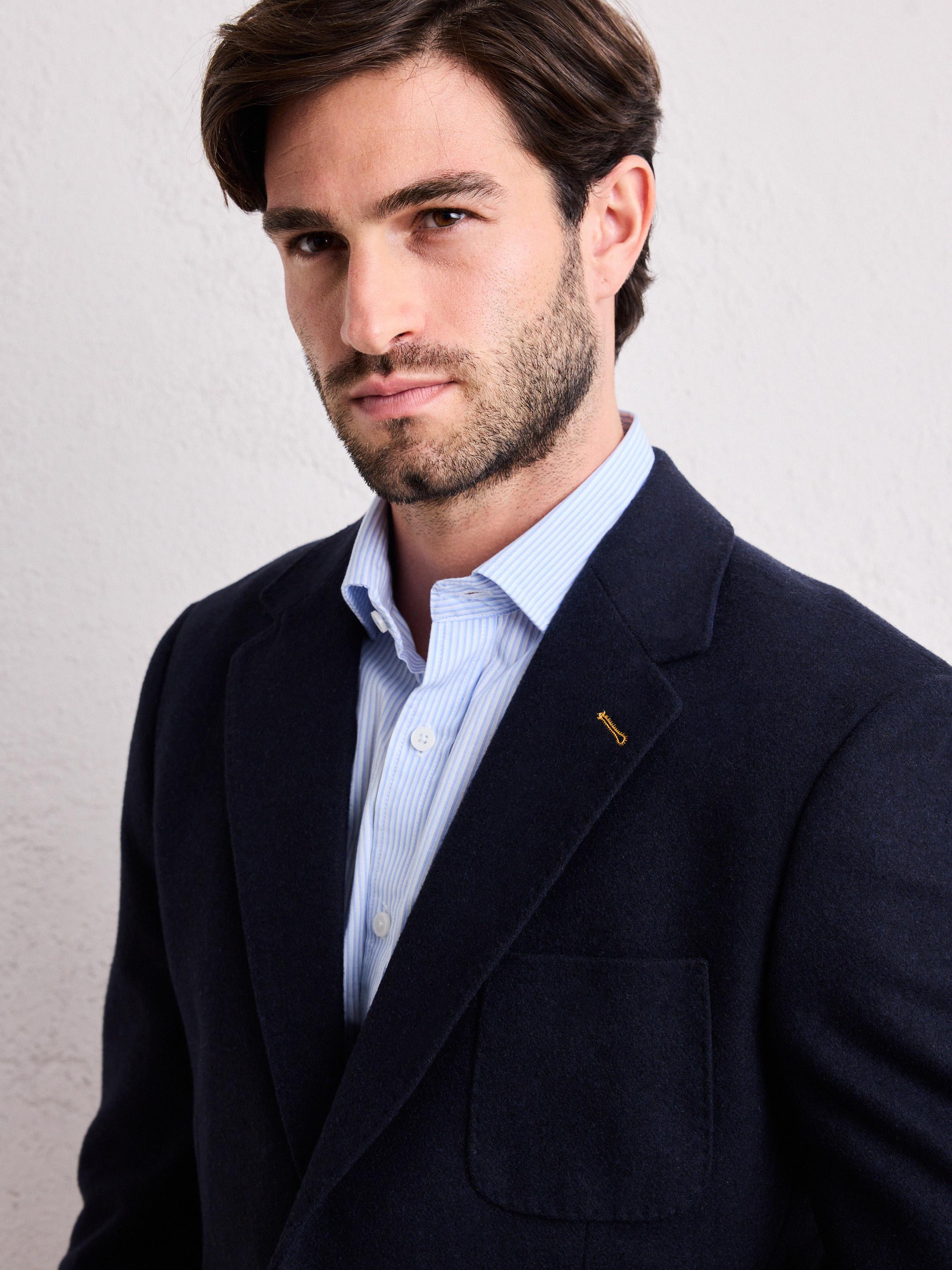 Vestón Recto Paño Liso Azul-2