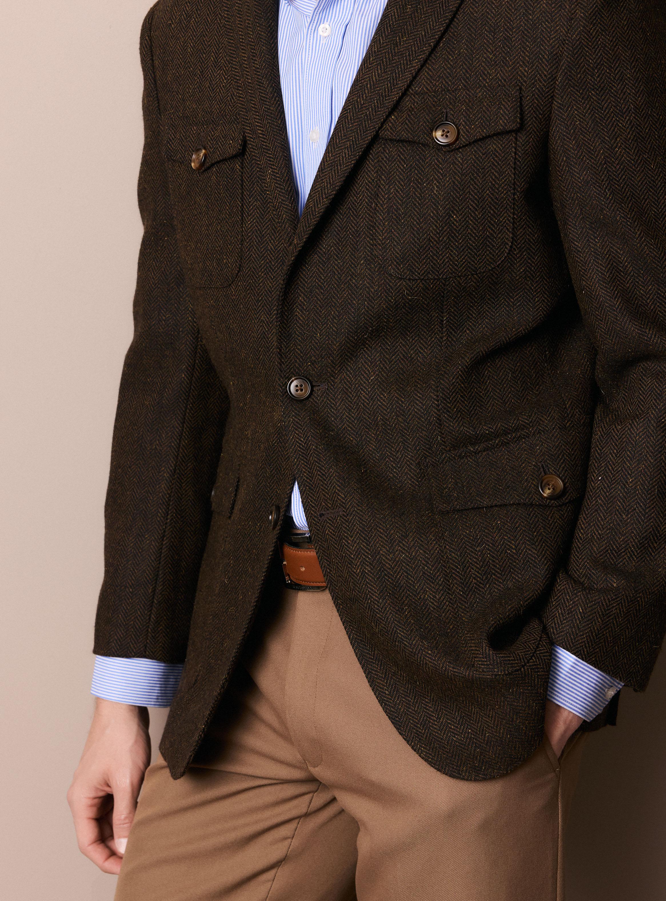 Vestón Recto En Tweed Espigado-3