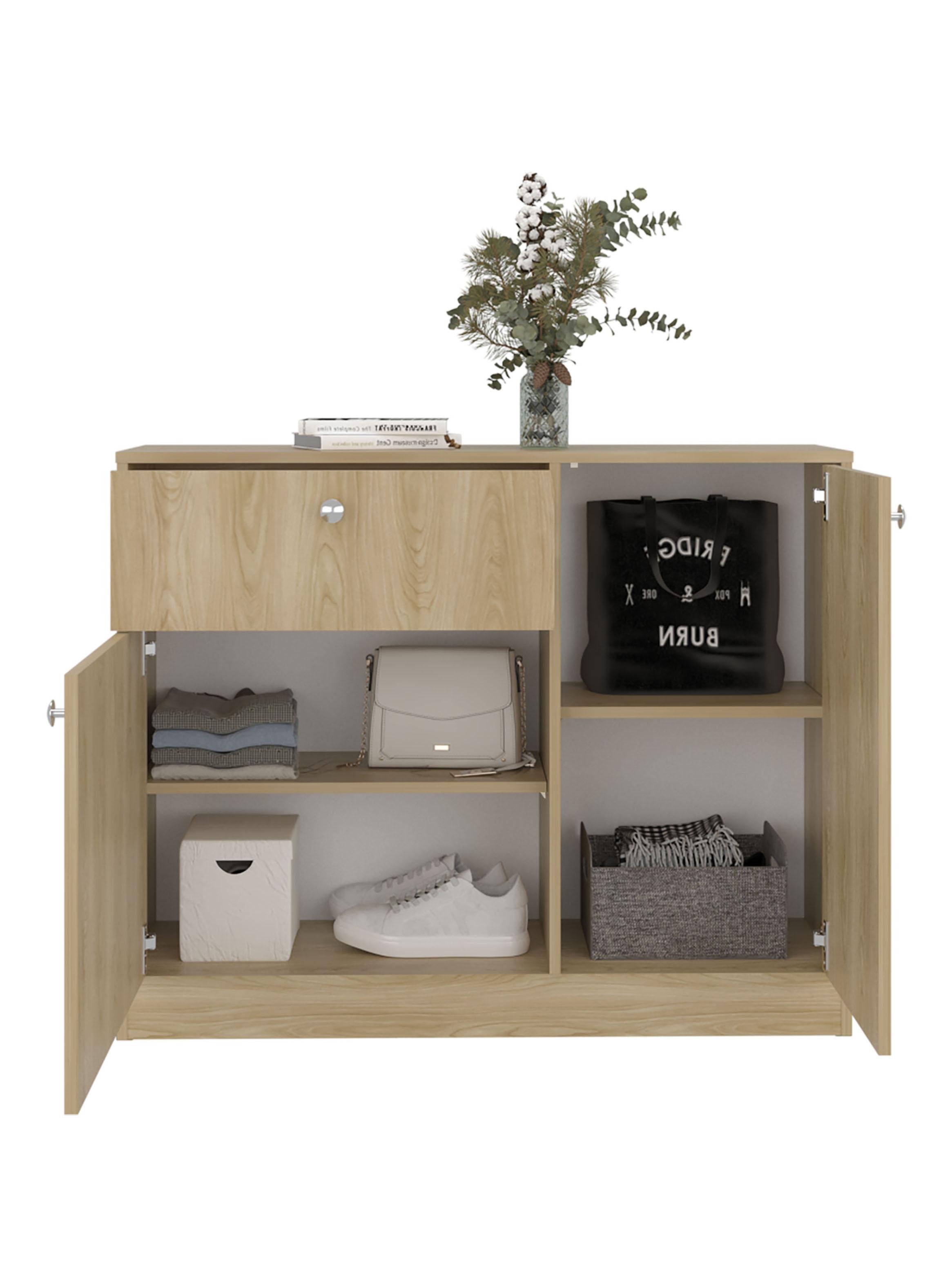Cómoda Praga 1 Cajón 2 Puertas Fresno 80x100x30.2 cm-2