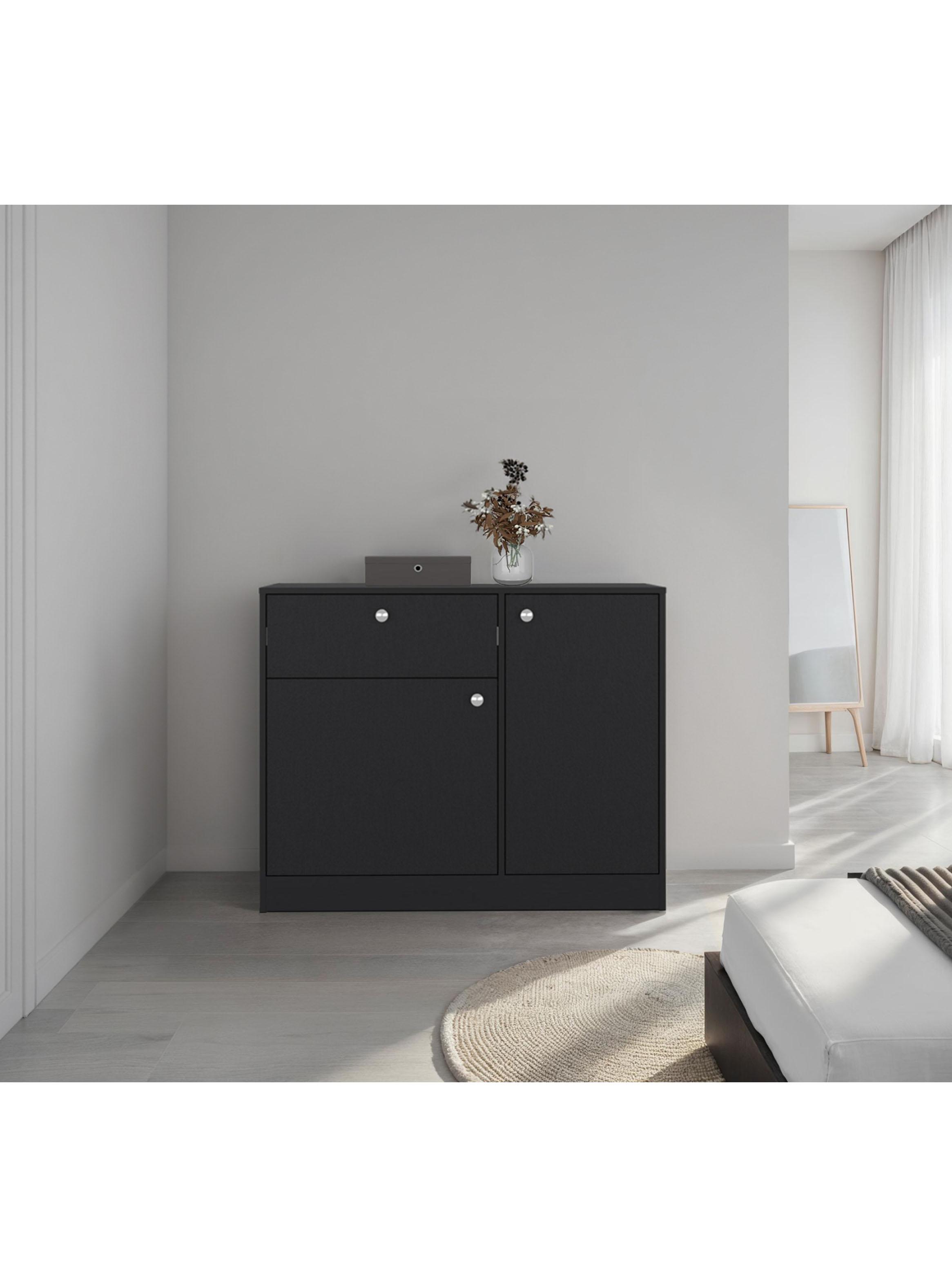 Cómoda Praga 1 Cajón 2 Puertas Wengue 80x100x30.2 cm-4