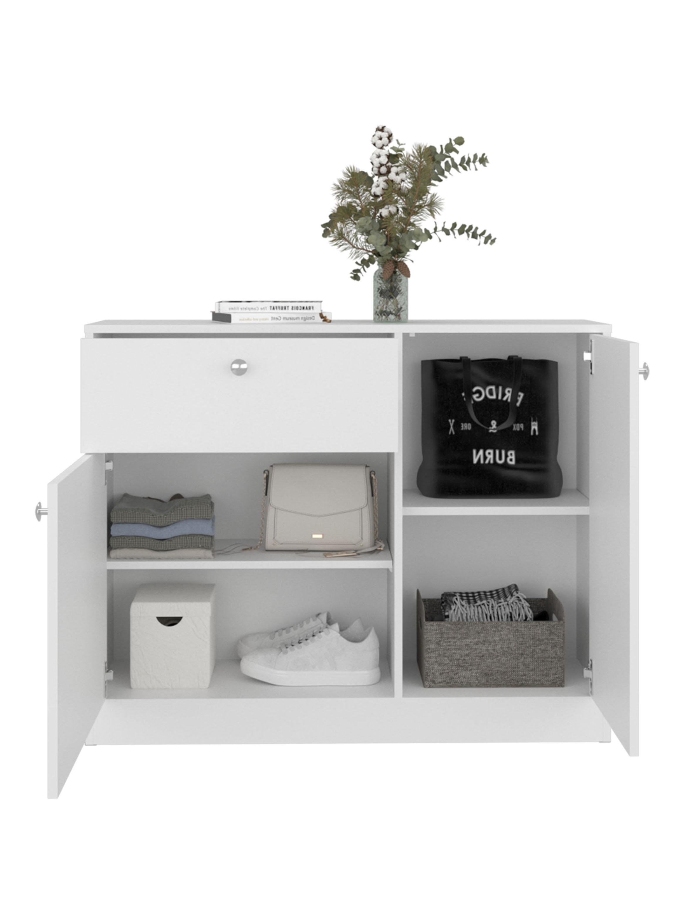 Cómoda Praga 1 Cajón 2 Puertas Blanco 80x100x30.2 cm-2