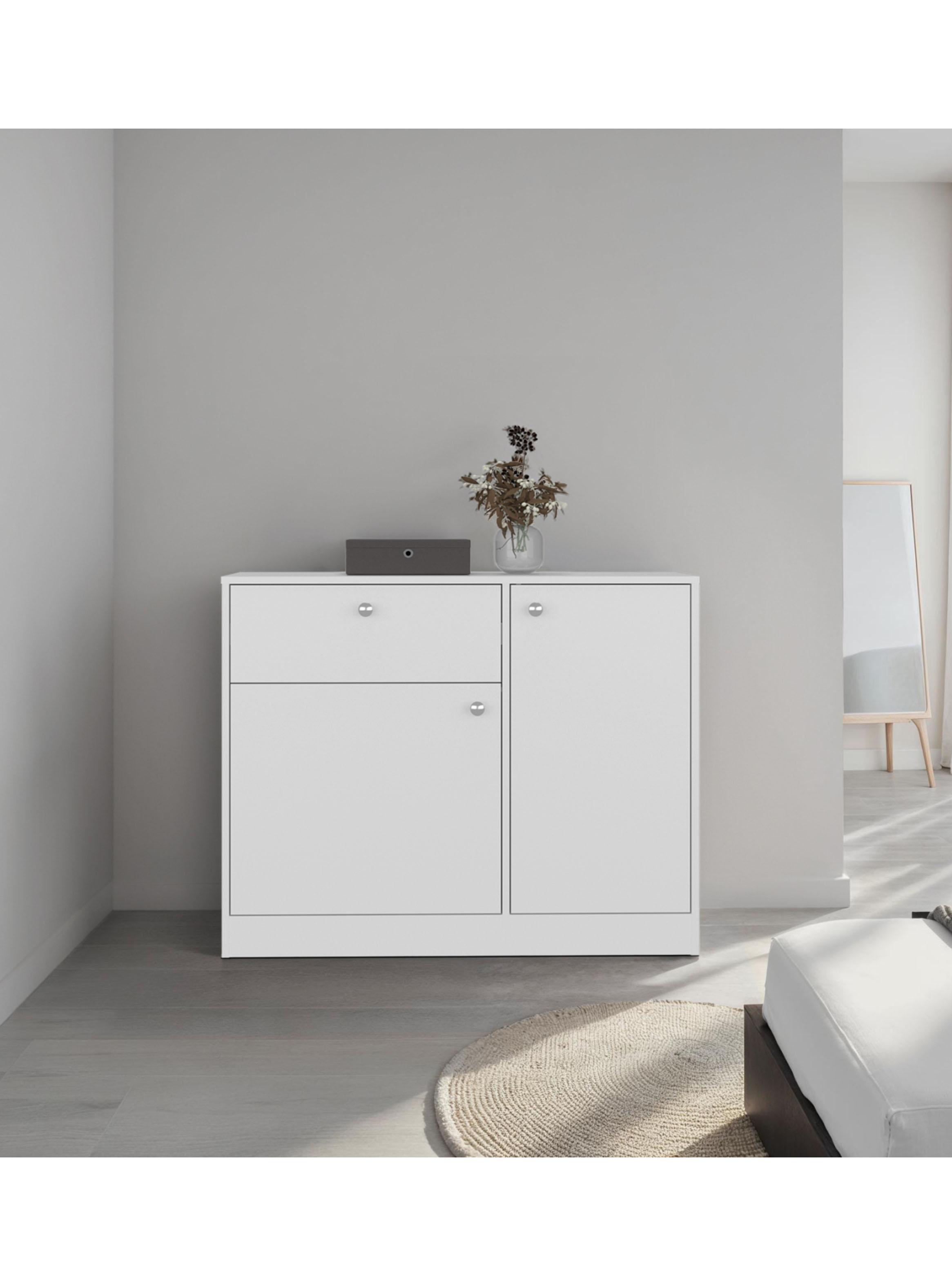 Cómoda Praga 1 Cajón 2 Puertas Blanco 80x100x30.2 cm-4