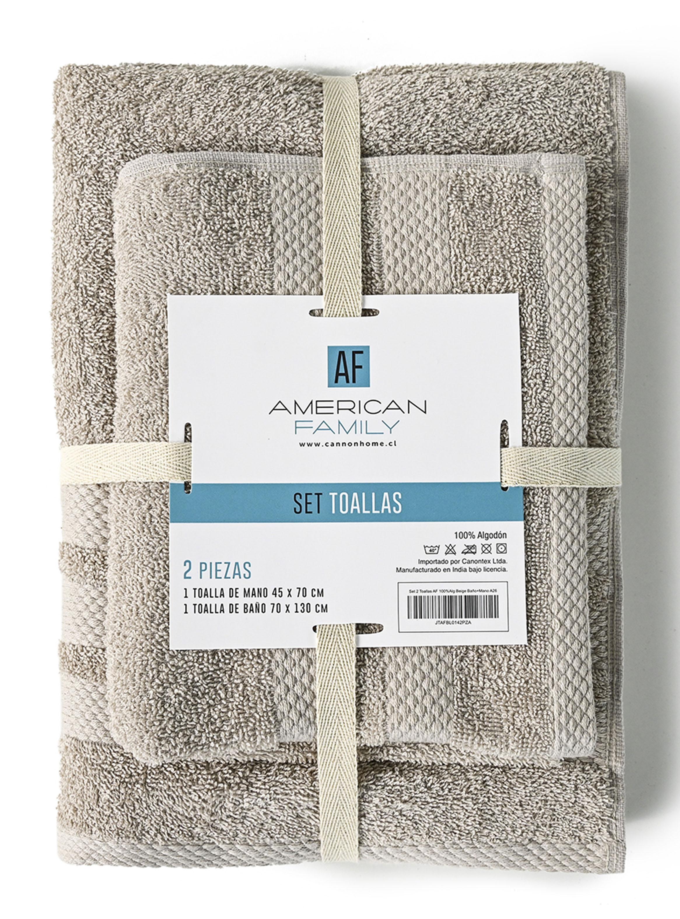 Set de 2 Toallas  Beige Algodón-0