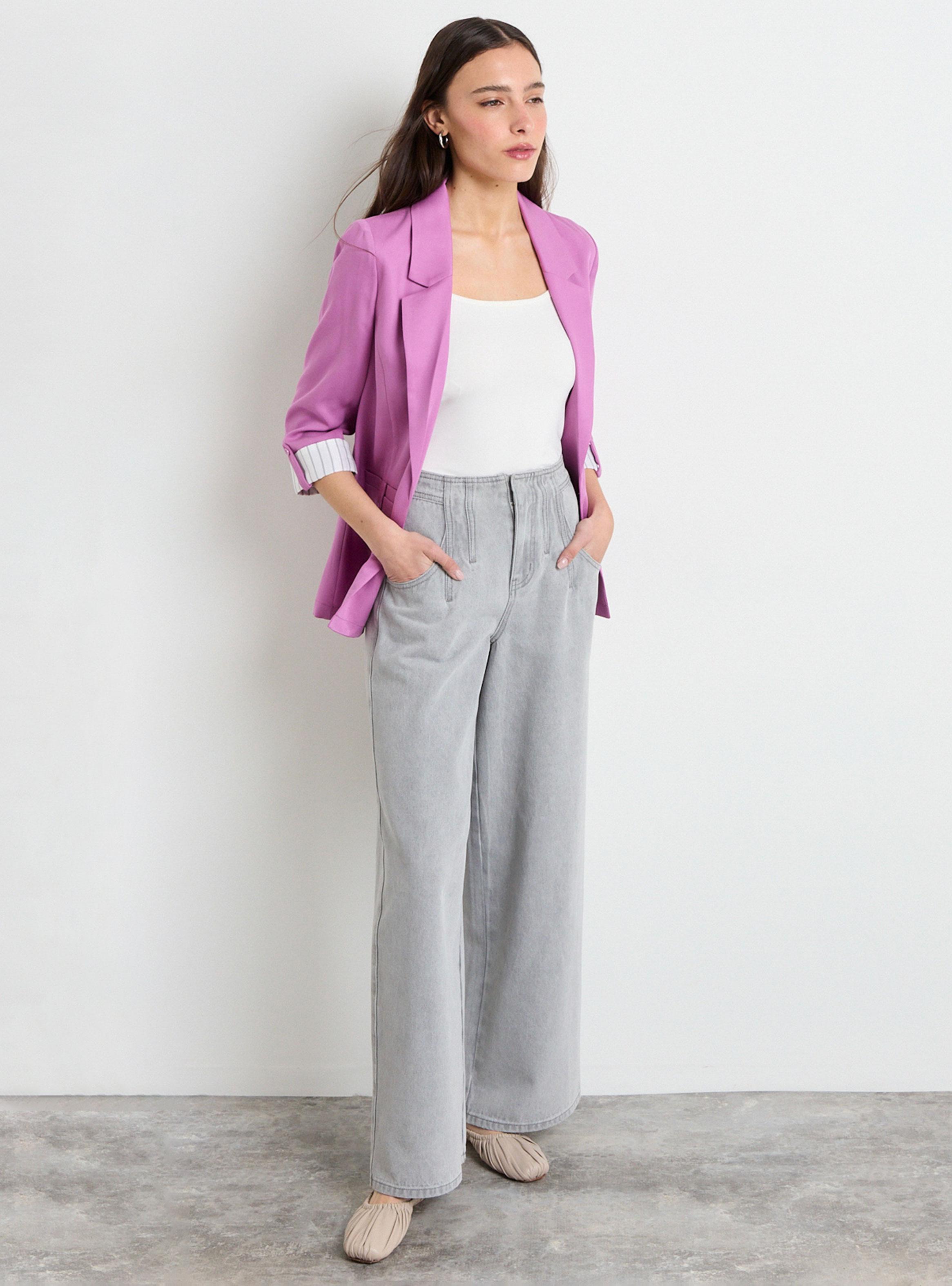 Blazer Liso Cuello V Tencel-3