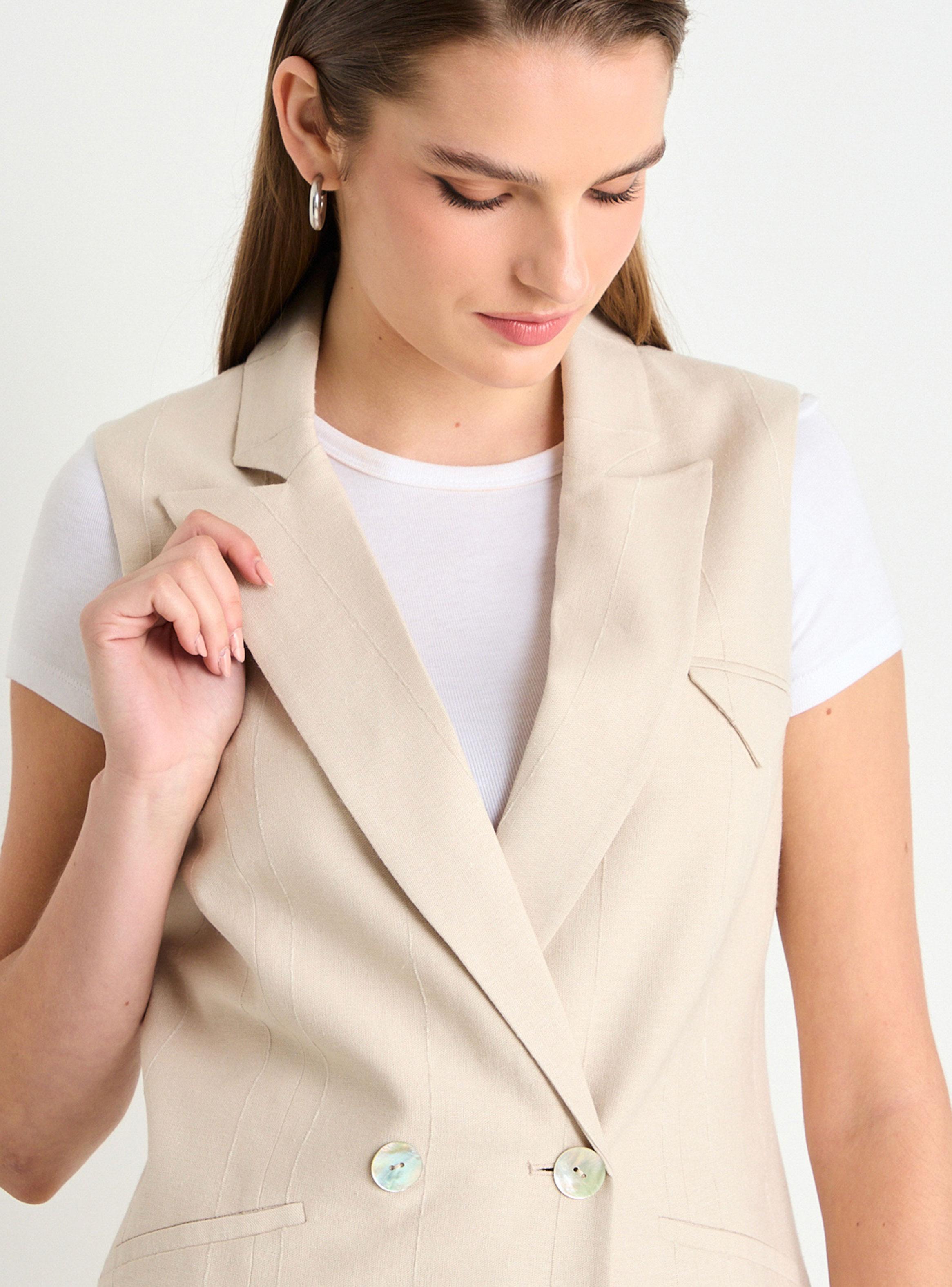 Blazer Liso sin Manga Cuello V-2