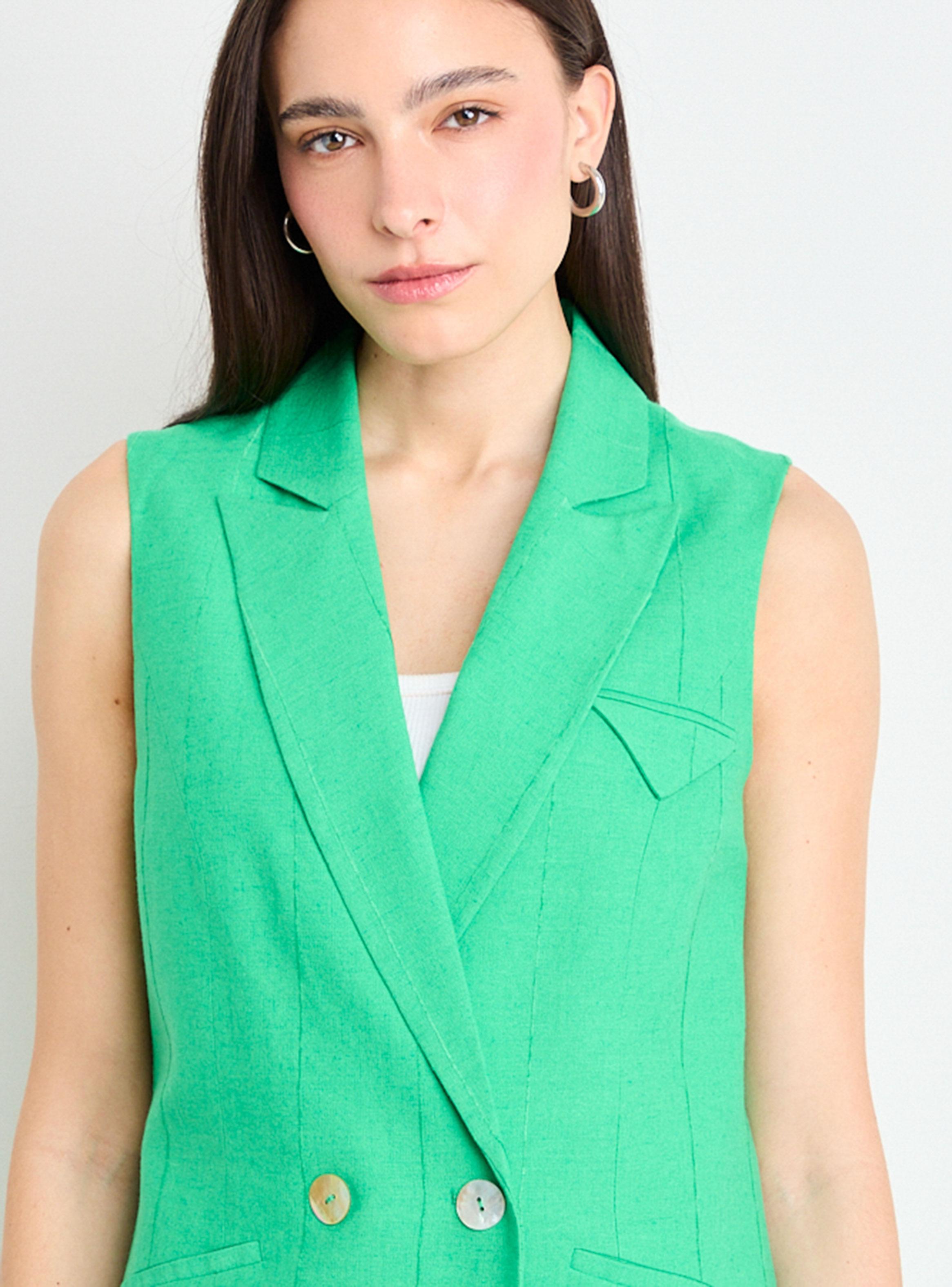Blazer Liso sin Corte Regular Manga Cuello V-2