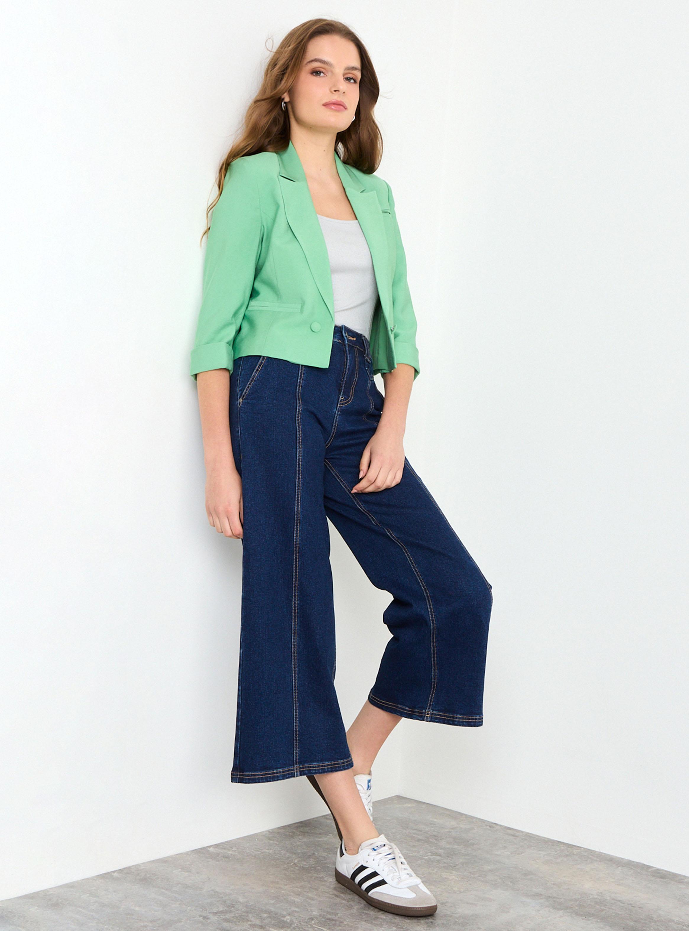 Blazer Liso Manga Tres Cuartos Color-3
