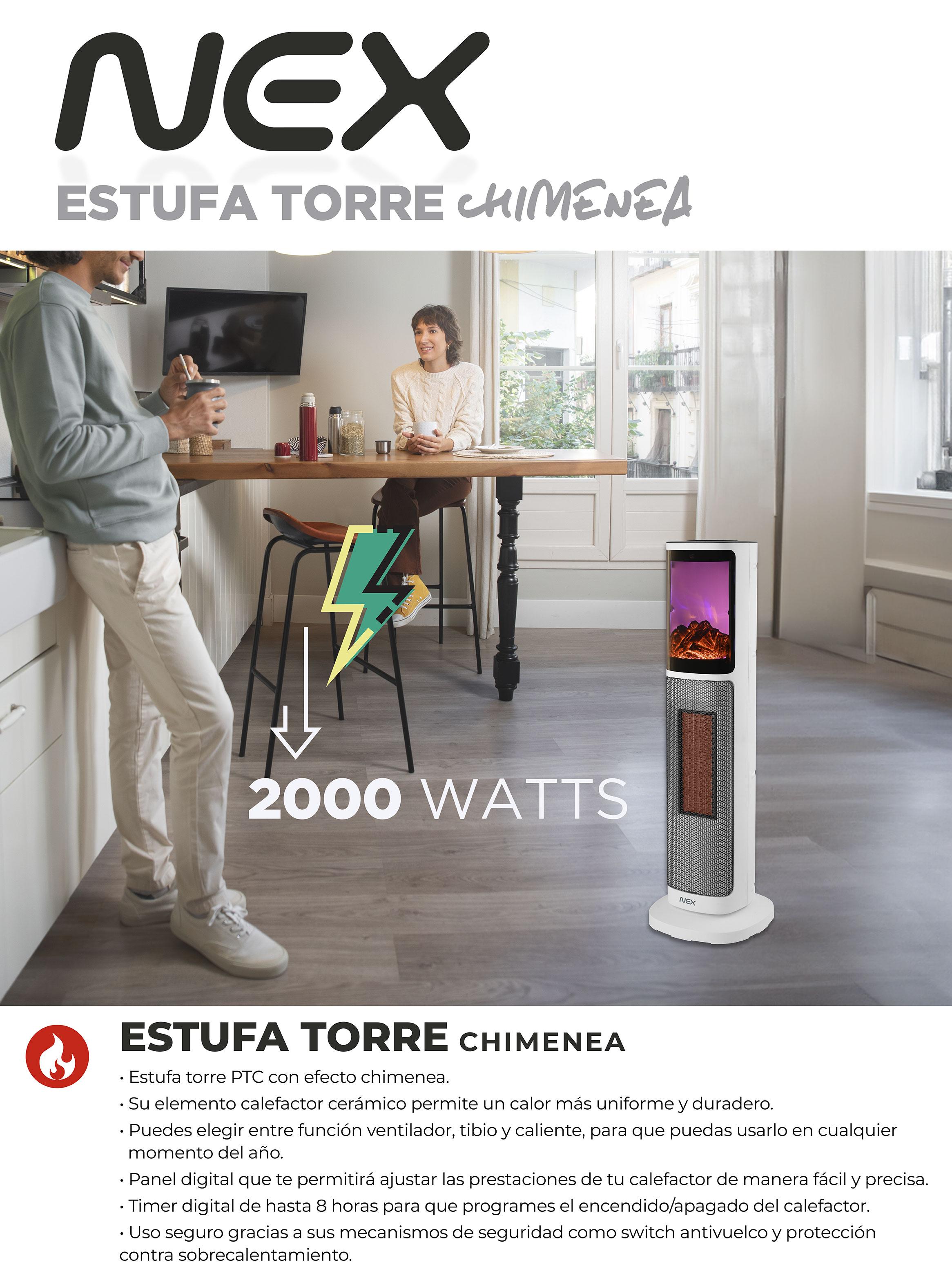Chimenea Eléctrica de Torre 2000W SF1608-4