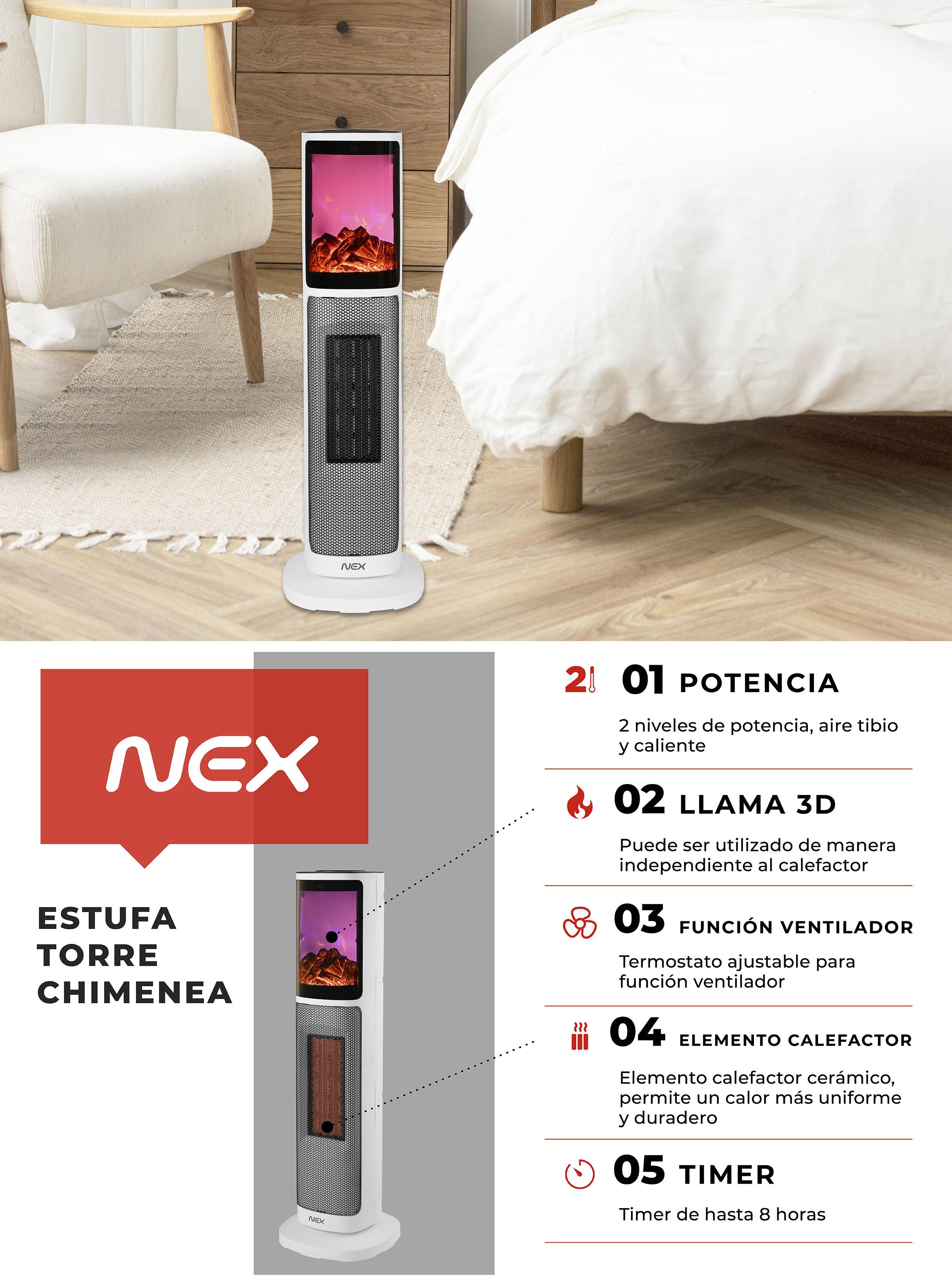 Chimenea Eléctrica de Torre 2000W SF1608-3