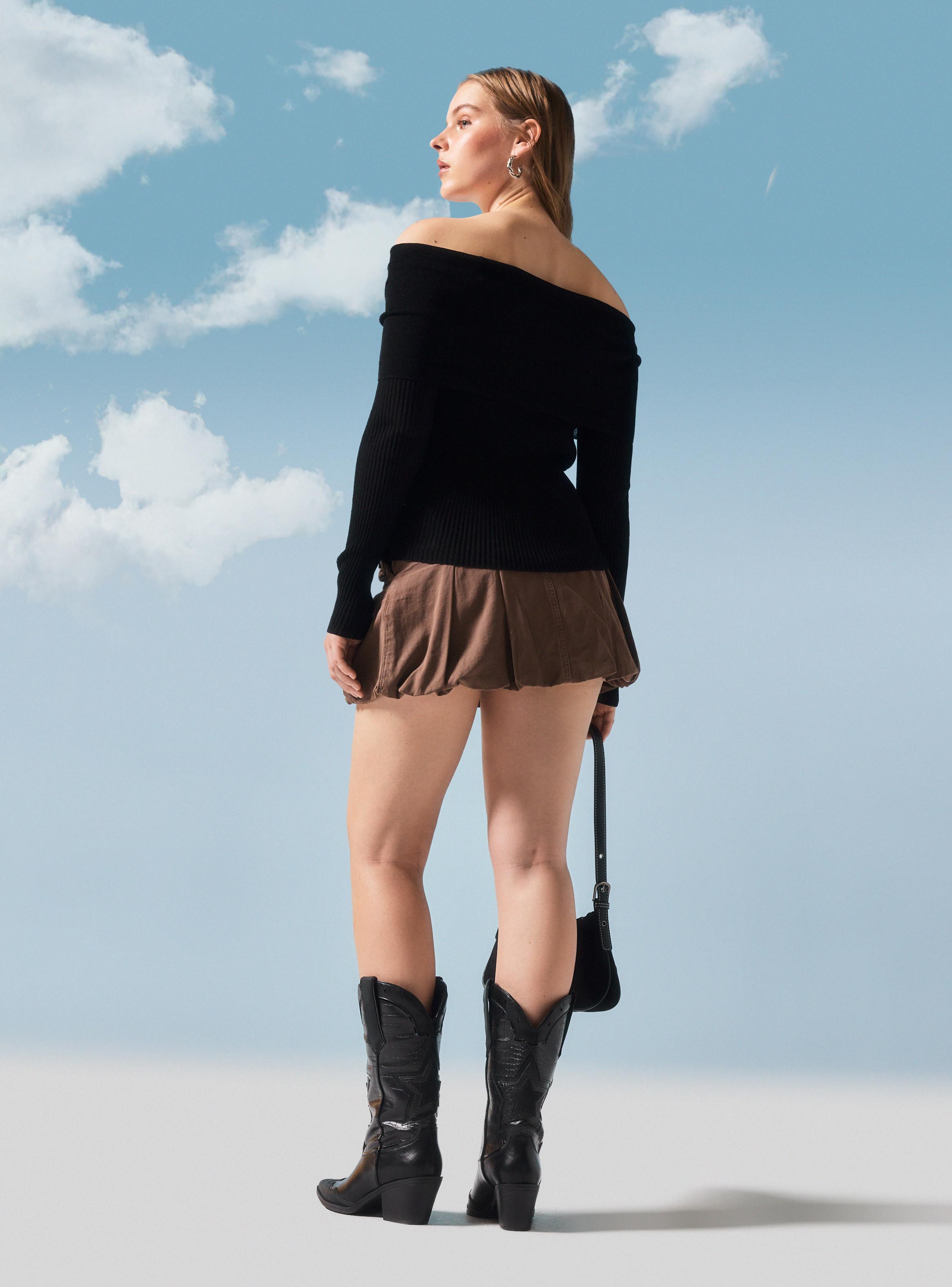 Sweater Tejido sin Hombros-5