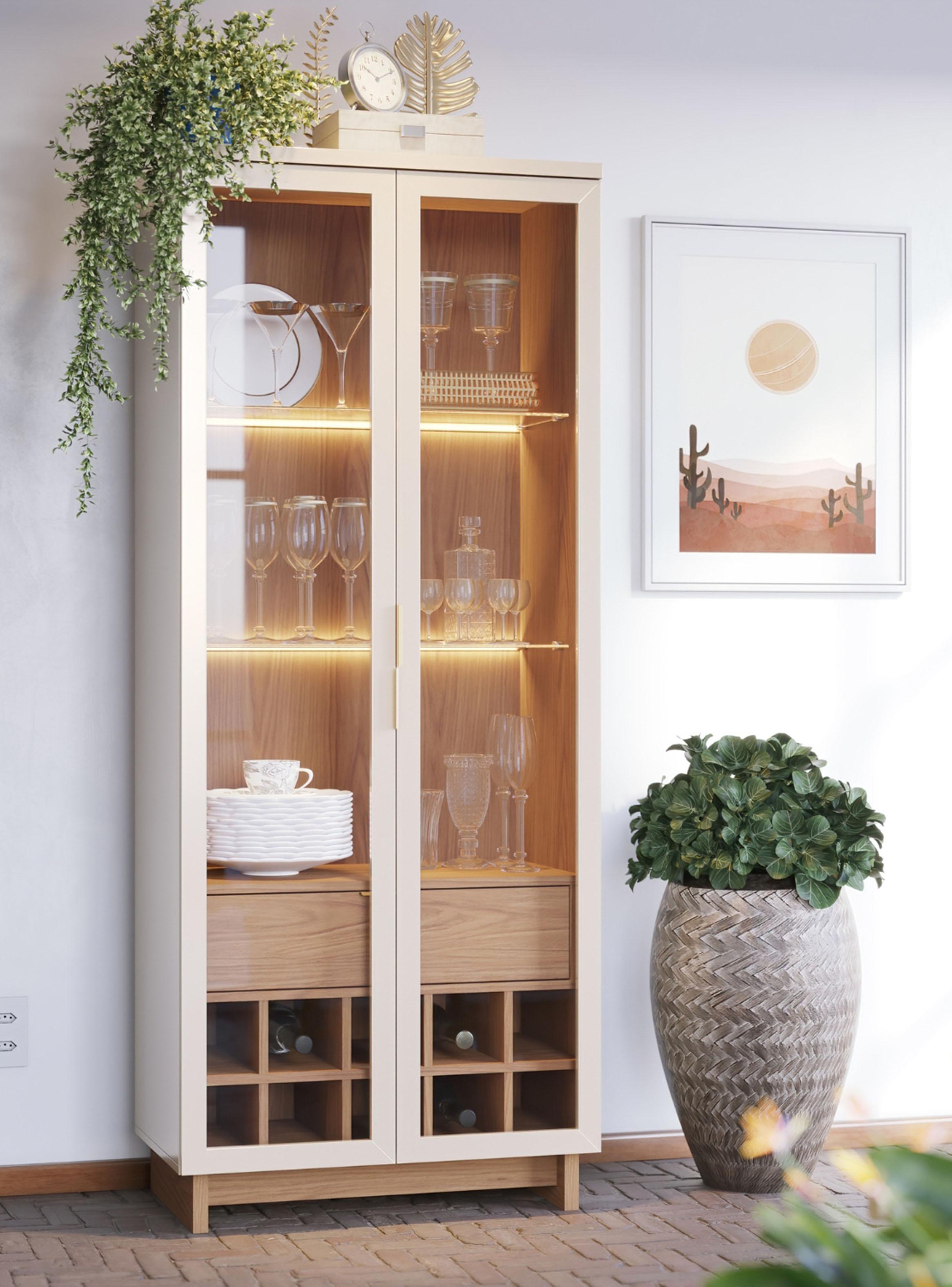 Vitrina Cristalera Guanabara Café Off White 175.6x40x71.6 cm-4