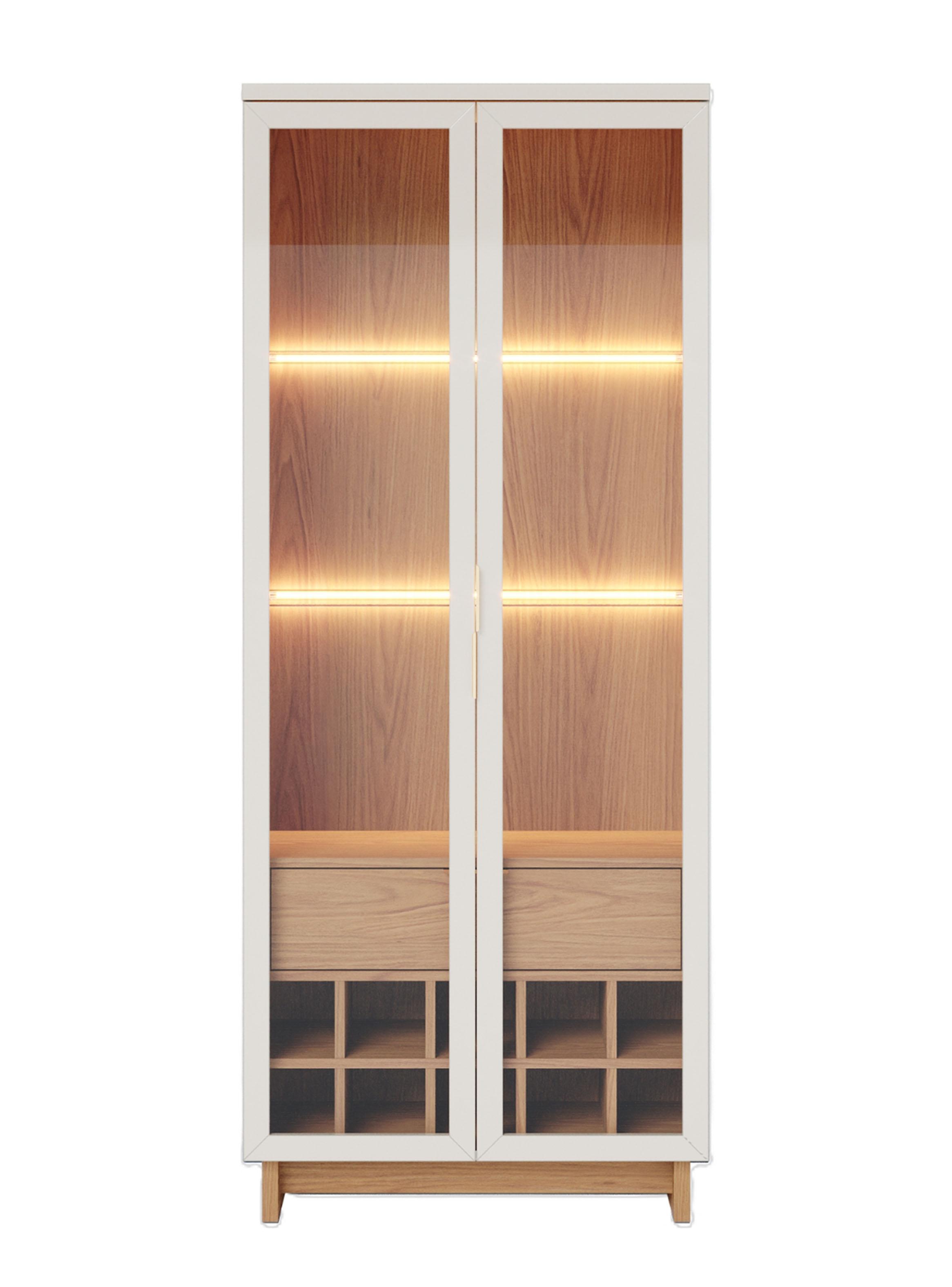 Vitrina Cristalera Guanabara Café Off White 175.6x40x71.6 cm-2