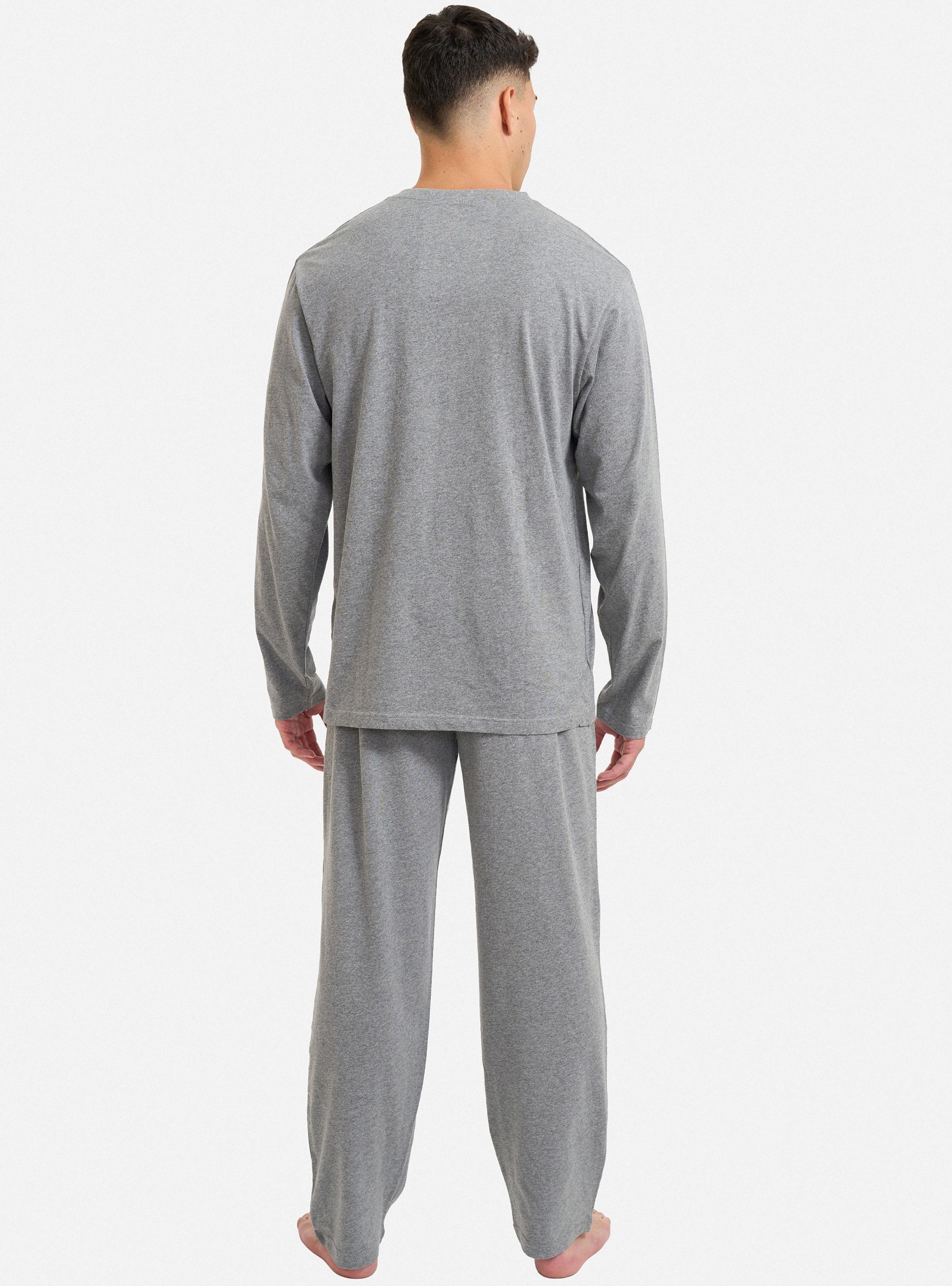 Pijama Largo Cuello En V Algodón Liso-1