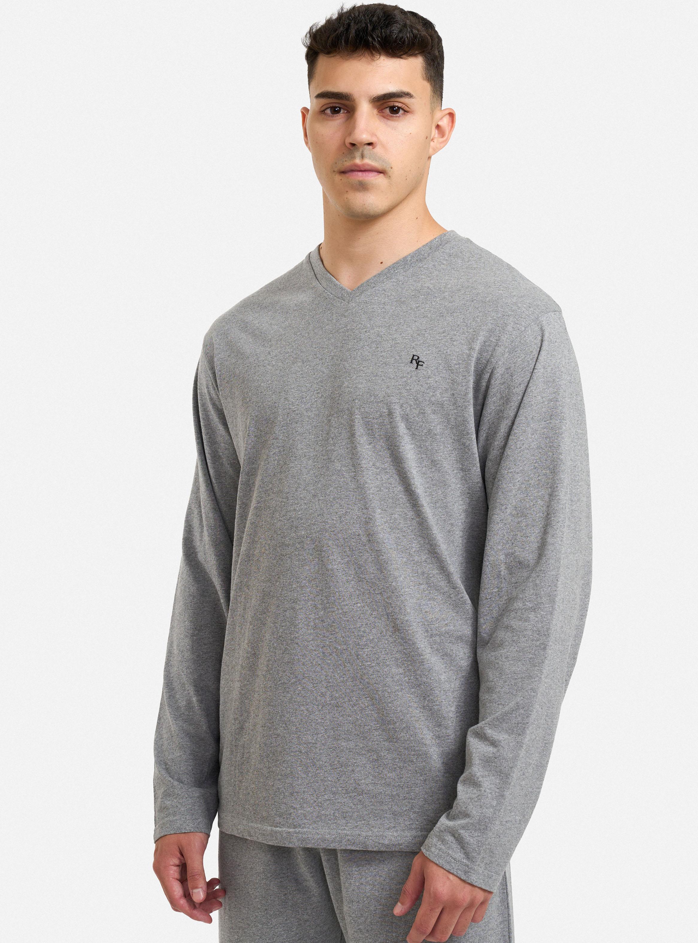 Pijama Largo Cuello En V Algodón Liso-2