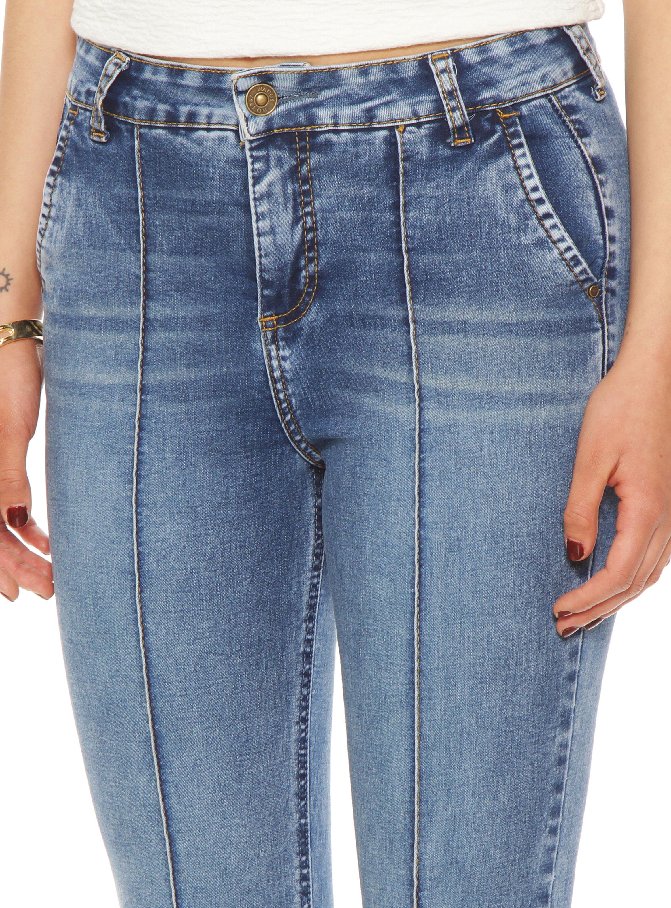 Jeans Flare Alforza Tiro Alto Pretina de Botón-2