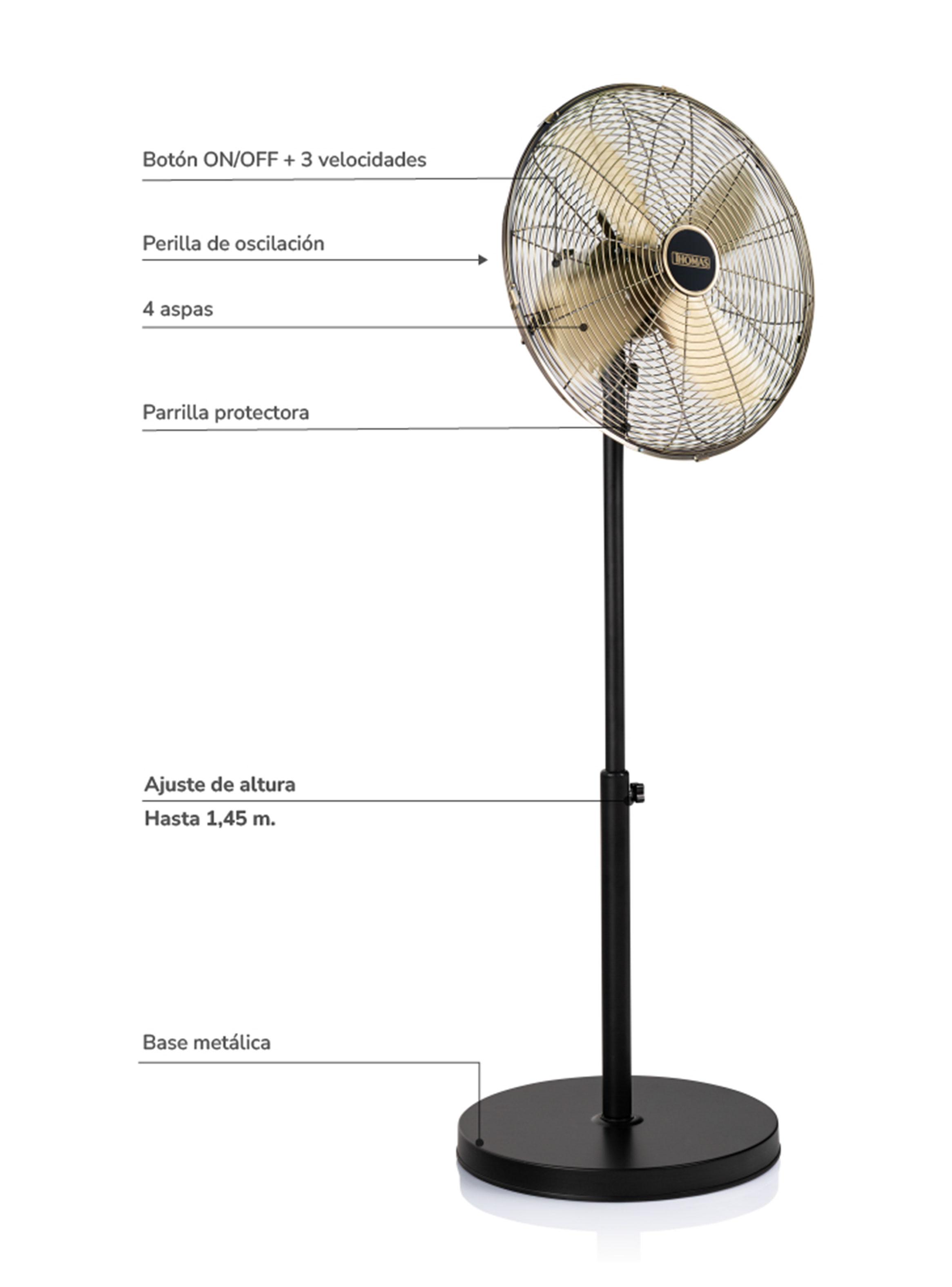 Ventilador de Pie 16'' 50W TH-16BNP Bronce-2