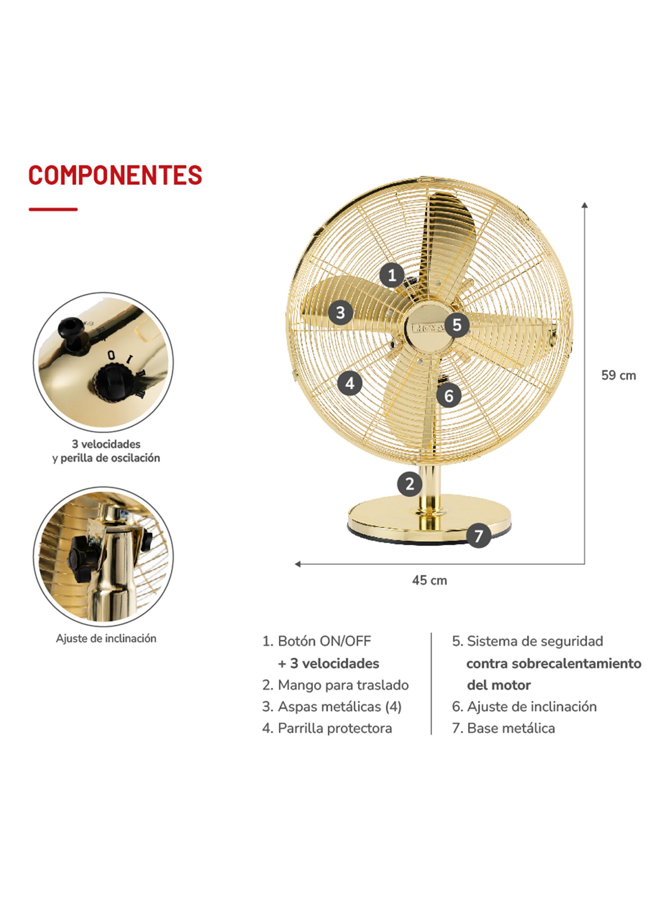 Ventilador de Sobremesa 16'' TH-16DM Dorado-1