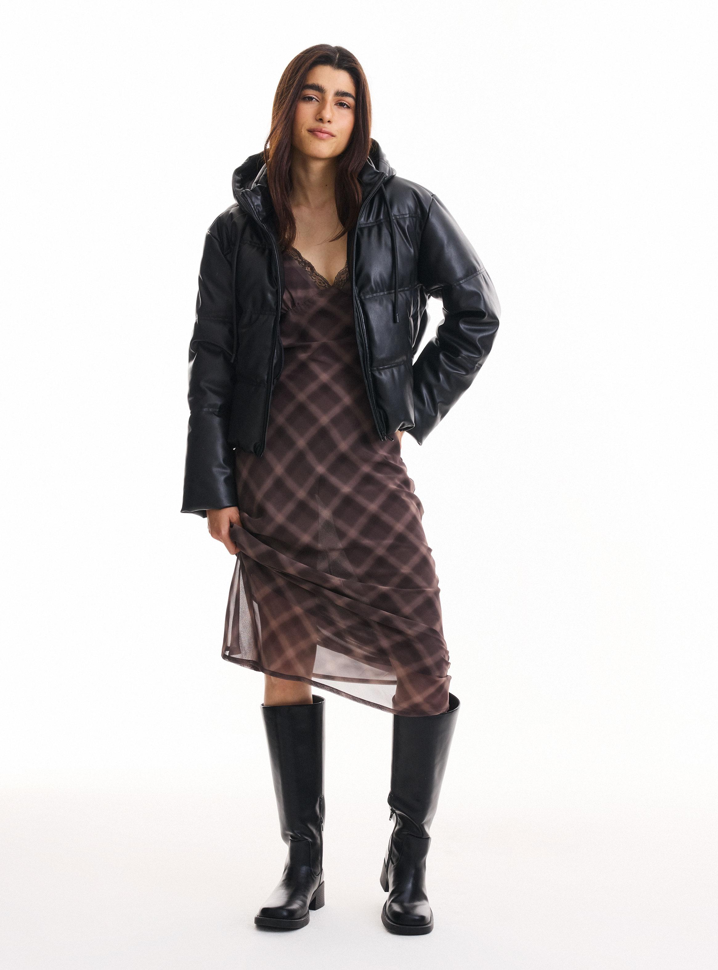 Parka Puffa Efecto Piel-4