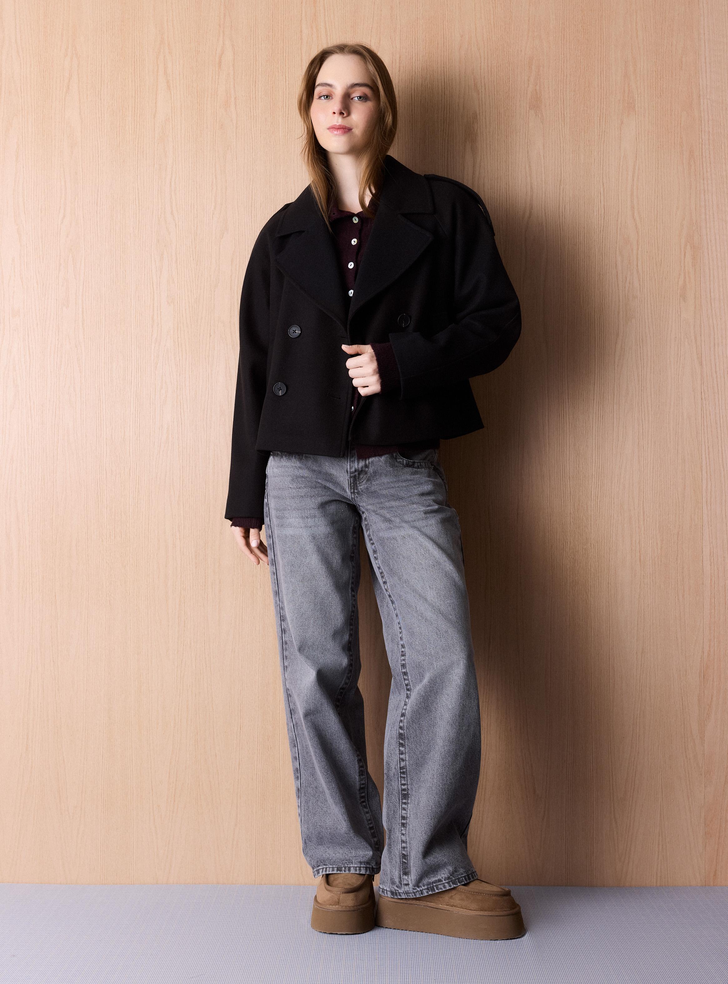 Chaqueta Abrigo Corto Cruzado-4