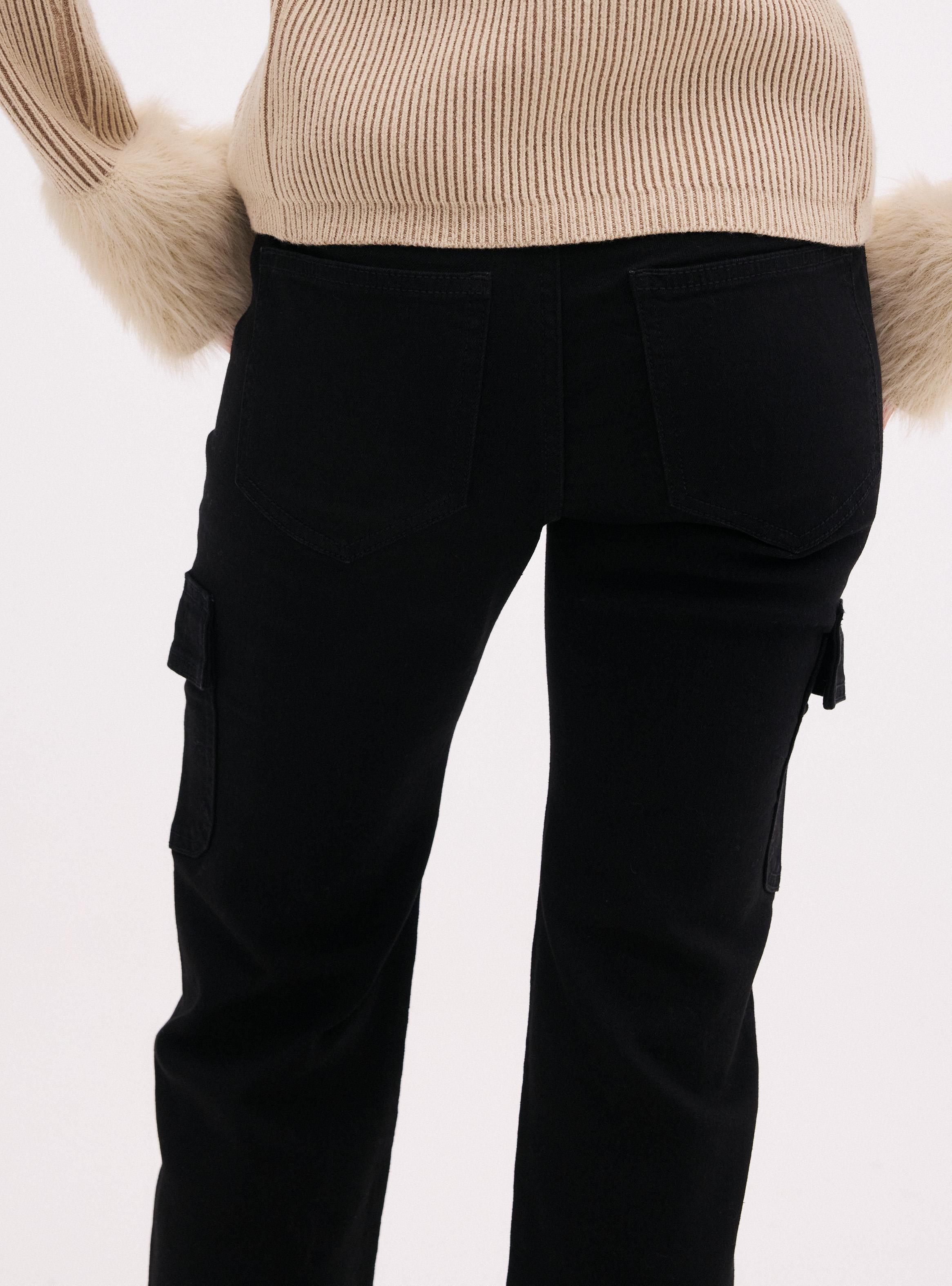 Jeans Flare Fit Tiro Alto Acampanado Elasticado Cargo-3