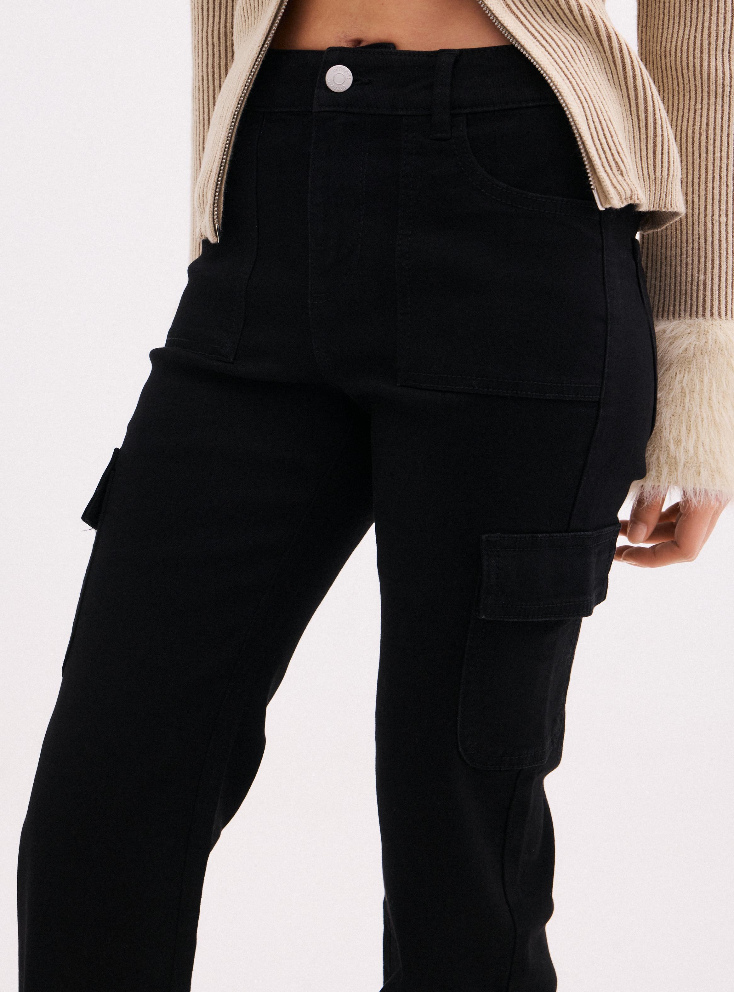 Jeans Flare Fit Tiro Alto Acampanado Elasticado Cargo-2