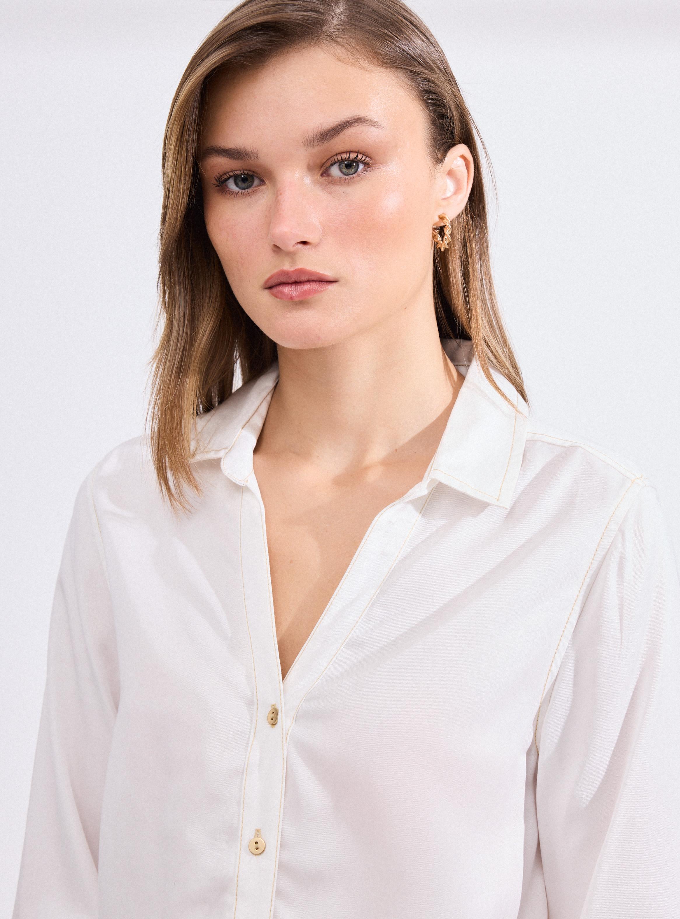 Blusa Cuello Camisero de Tencel-2