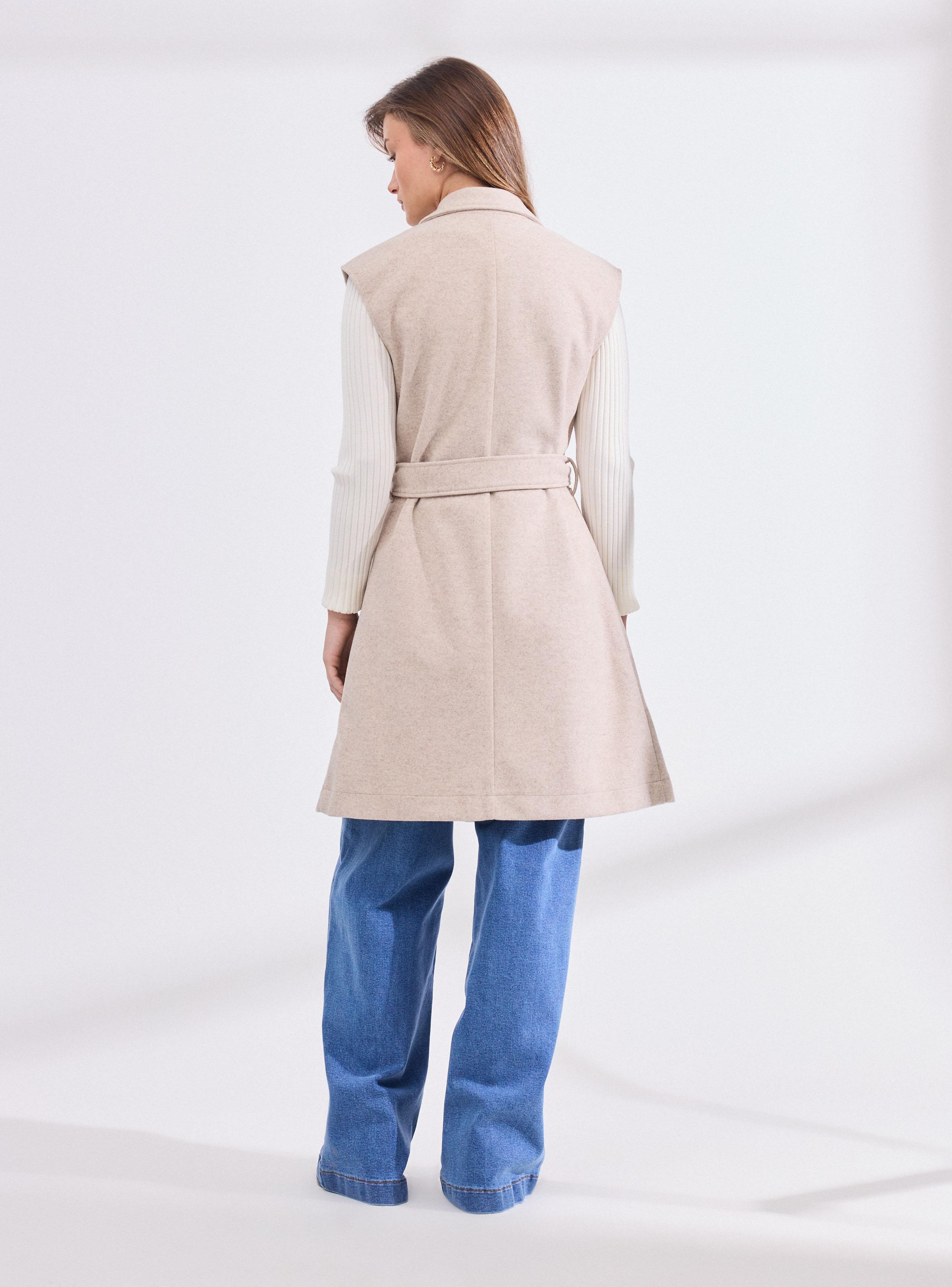 Abrigo sin Mangas con Lazo en Cintura-5