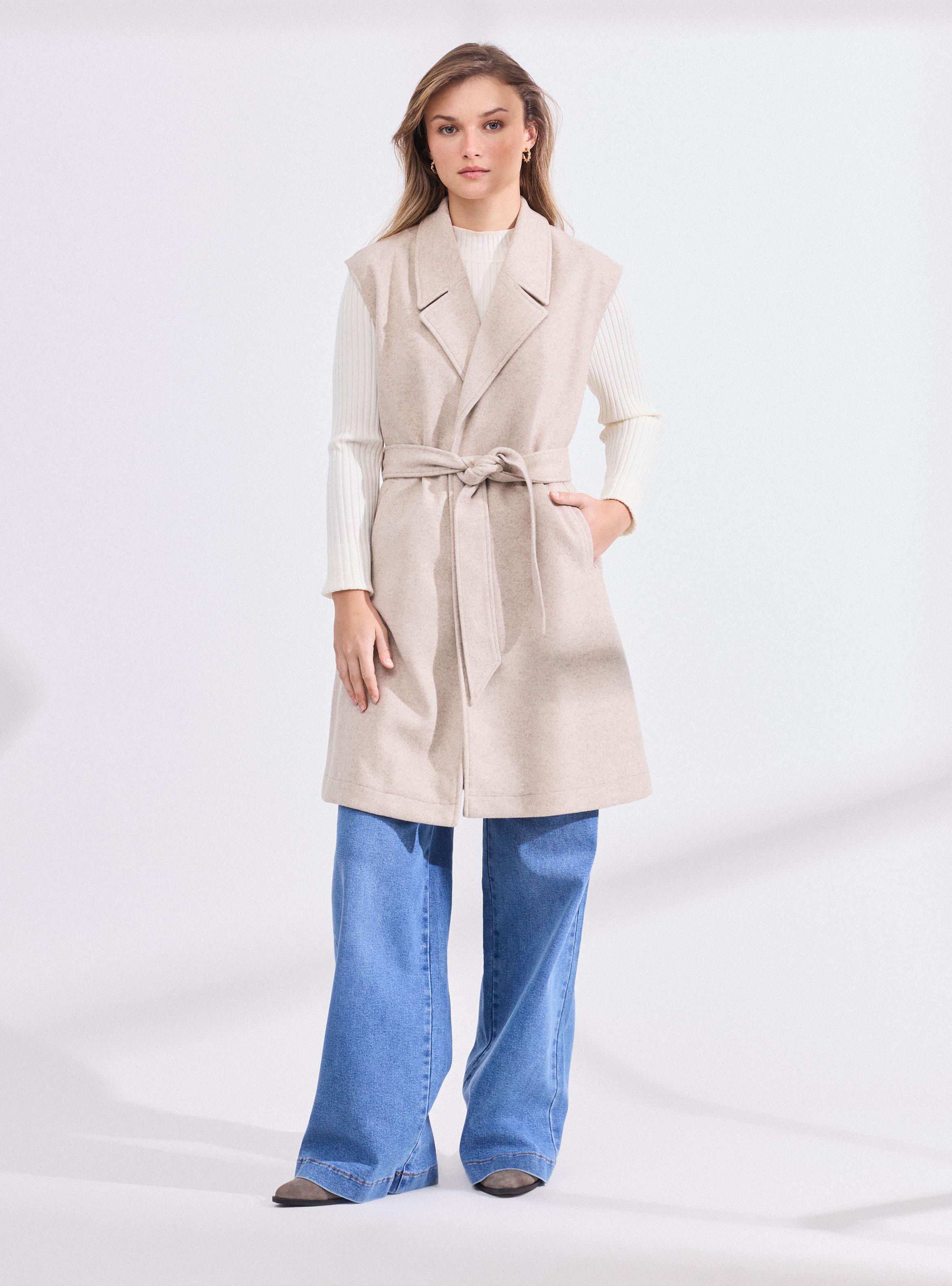 Abrigo sin Mangas con Lazo en Cintura-4