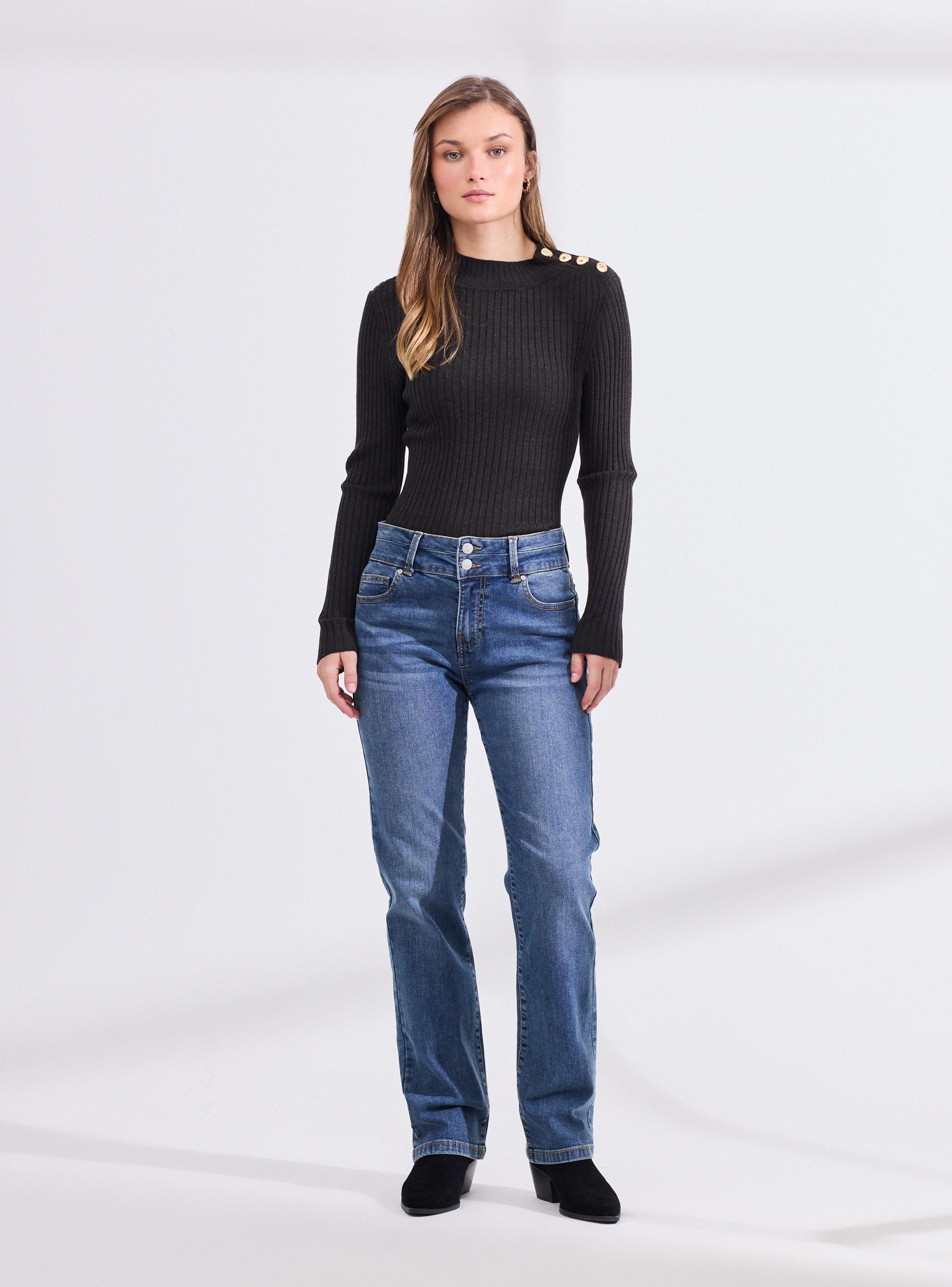 Sweater Acanalado con Botones en Hombro-4