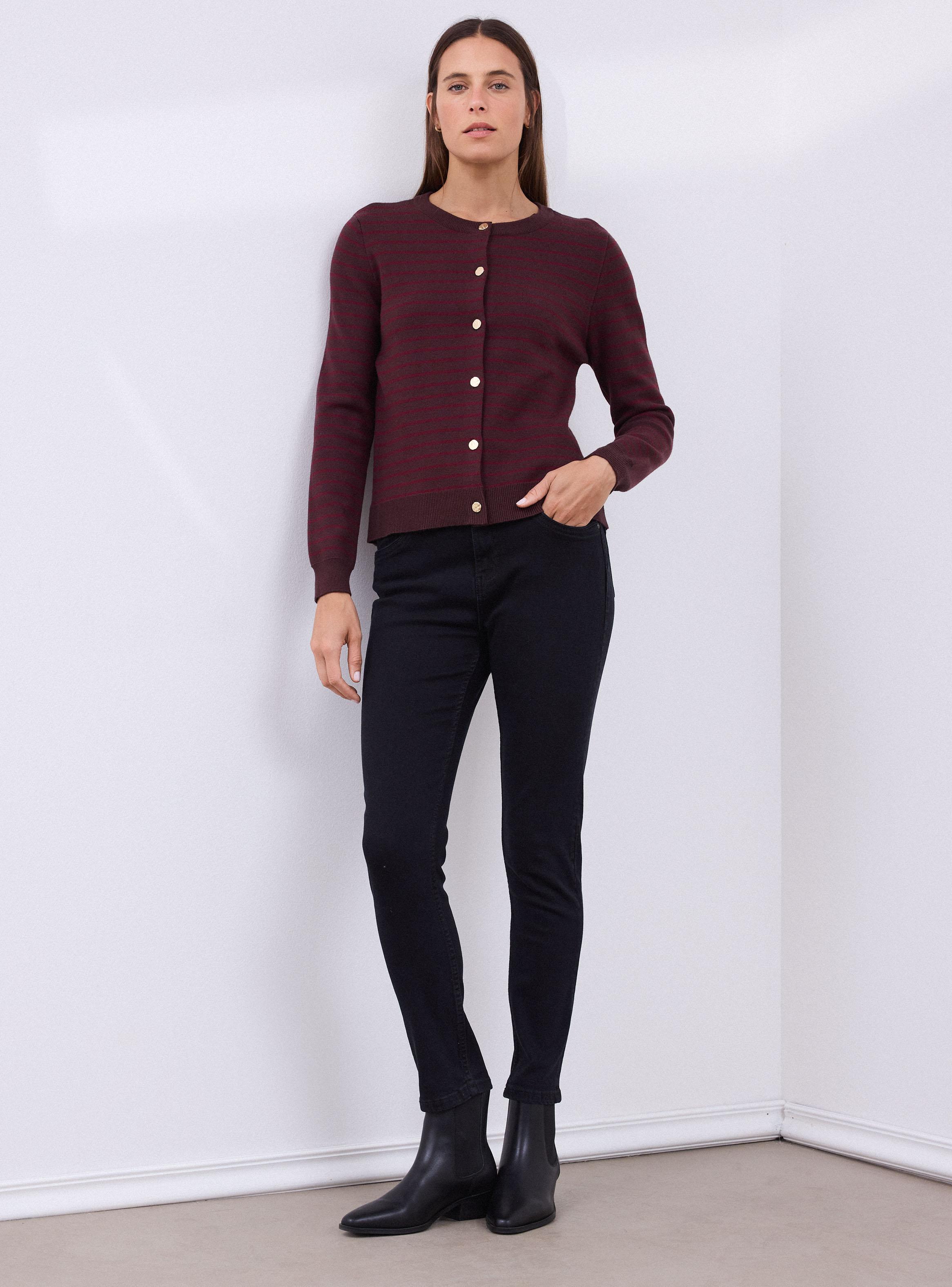 Chaleco Listado con Botón Metálico-4