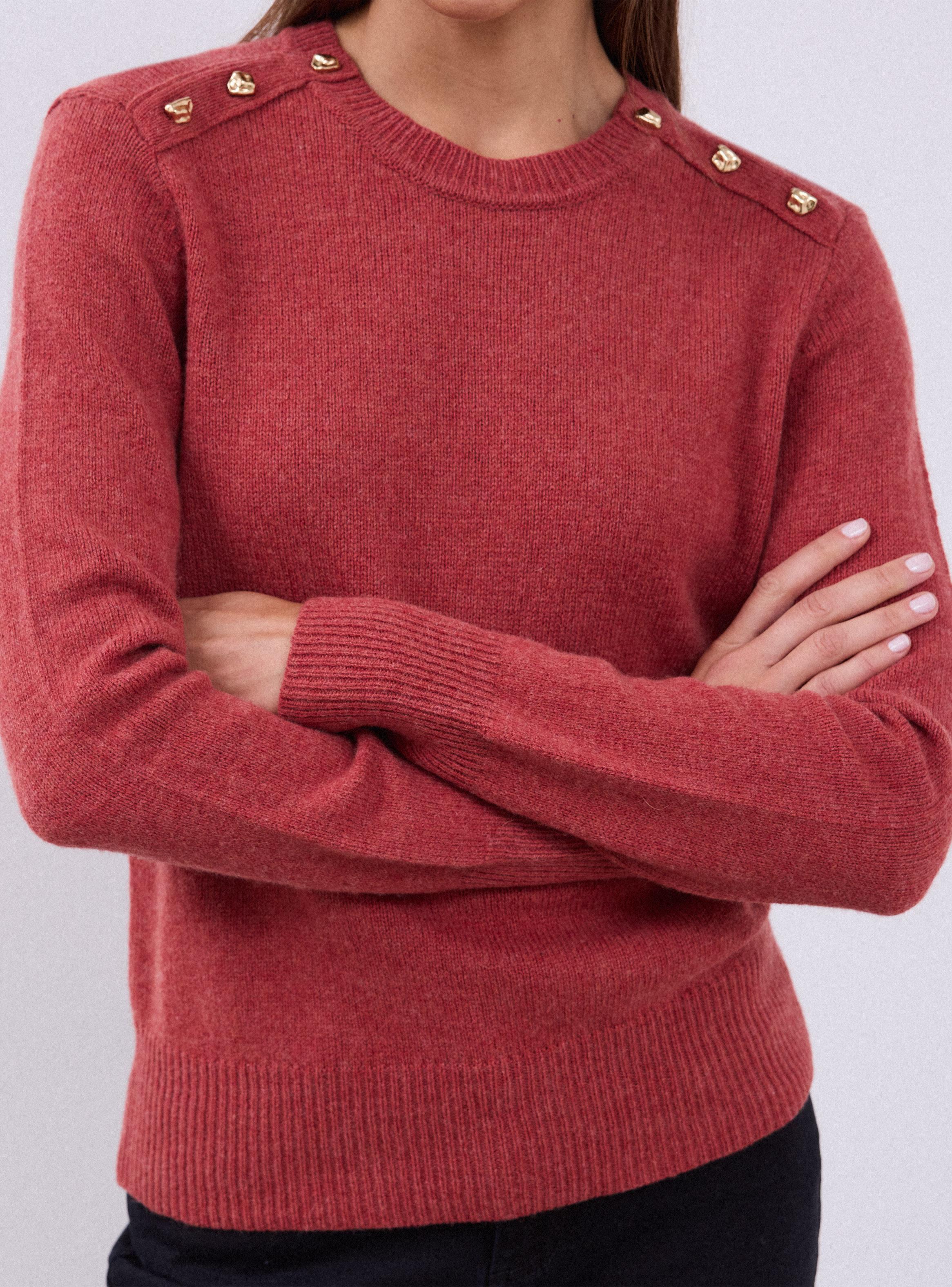 Sweater con Lana Merino y Botones Decorativos-3